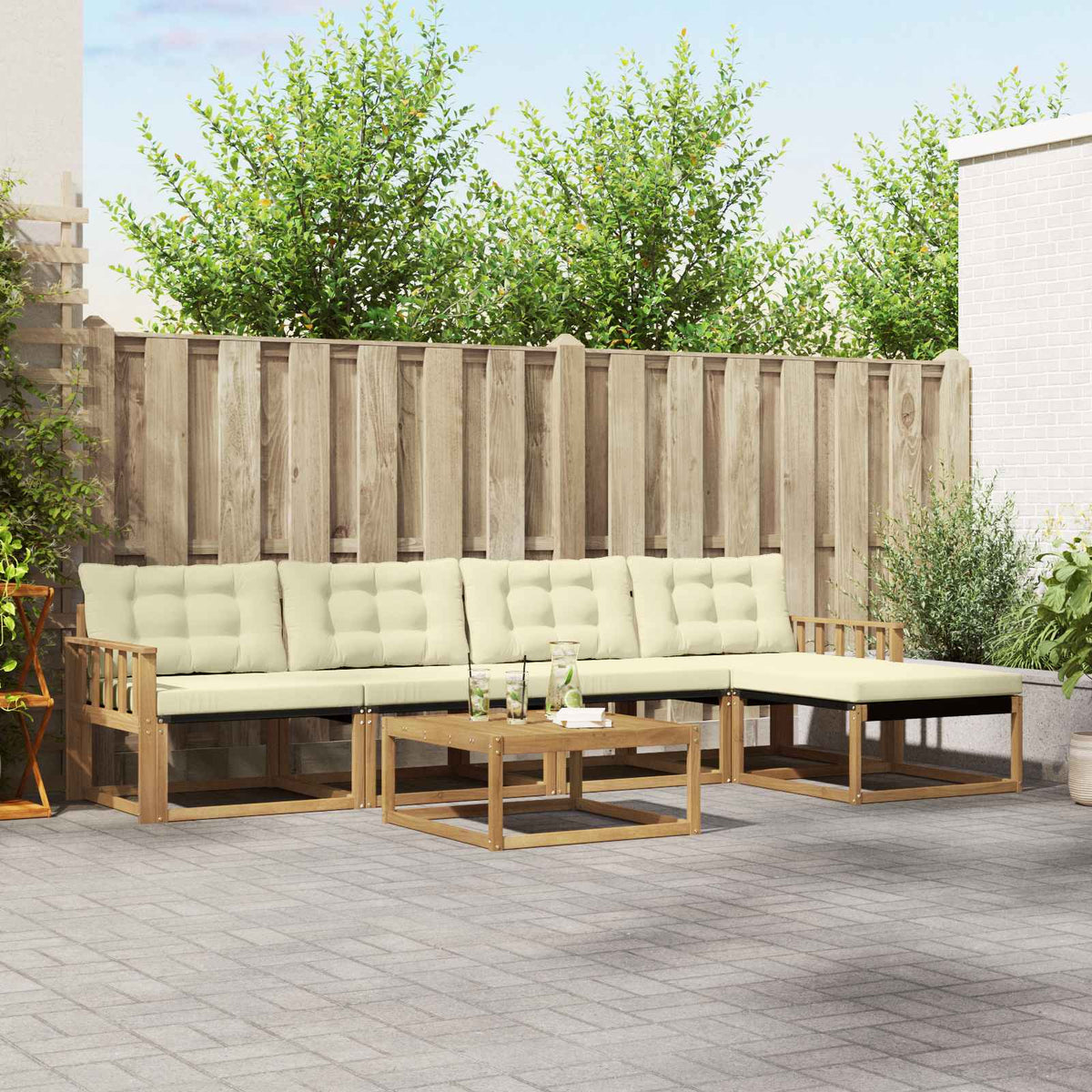 Set vanjskih sofa 6 kom. Bijela i krem