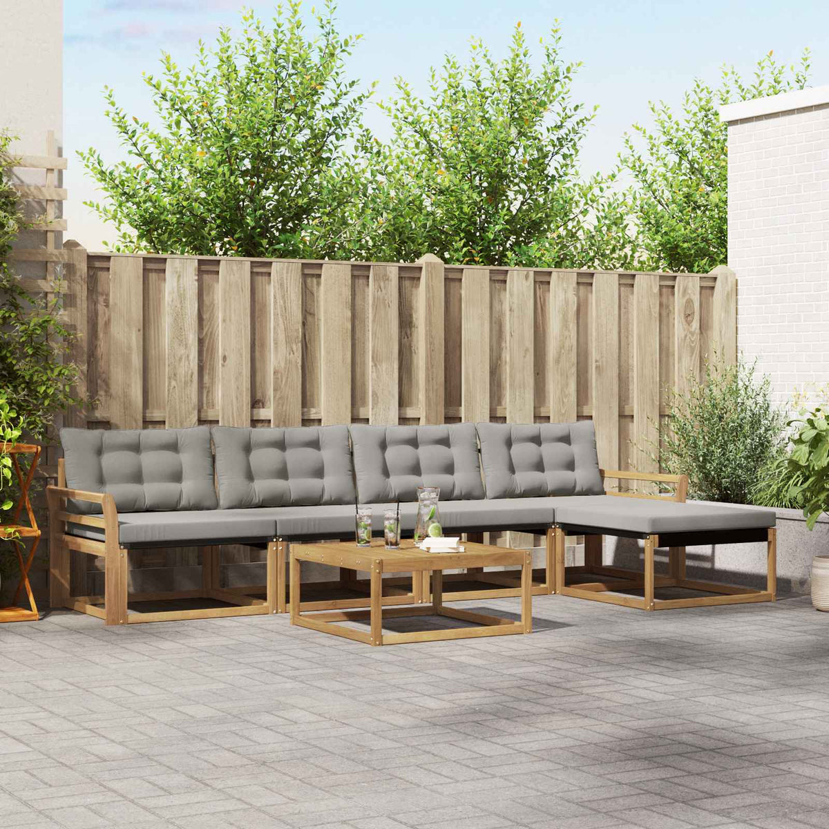 Set vanjskih sofa 6 kom. Bijela i svjetlosiva