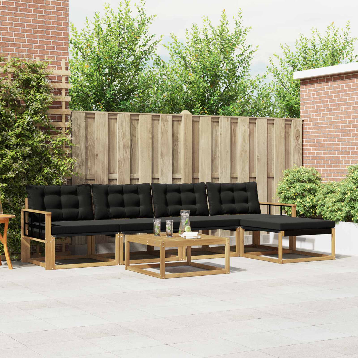 Set vanjskih sofa 6 pcs Bijela i crna