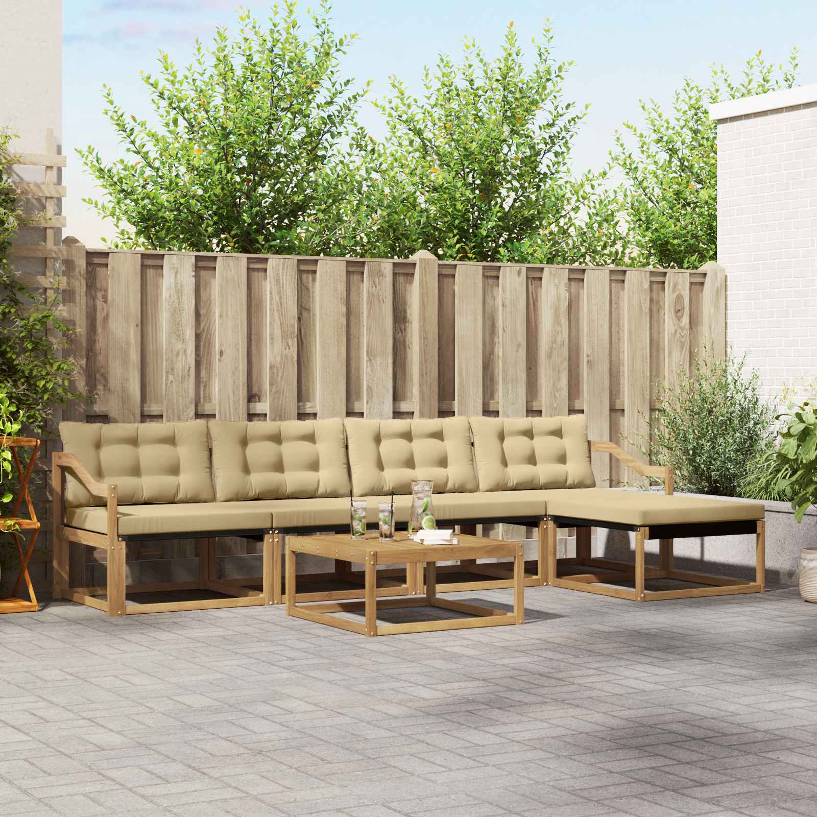 Set vanjskih sofa 6 pcs Bijela i bež 79 x 79 x 37 cm