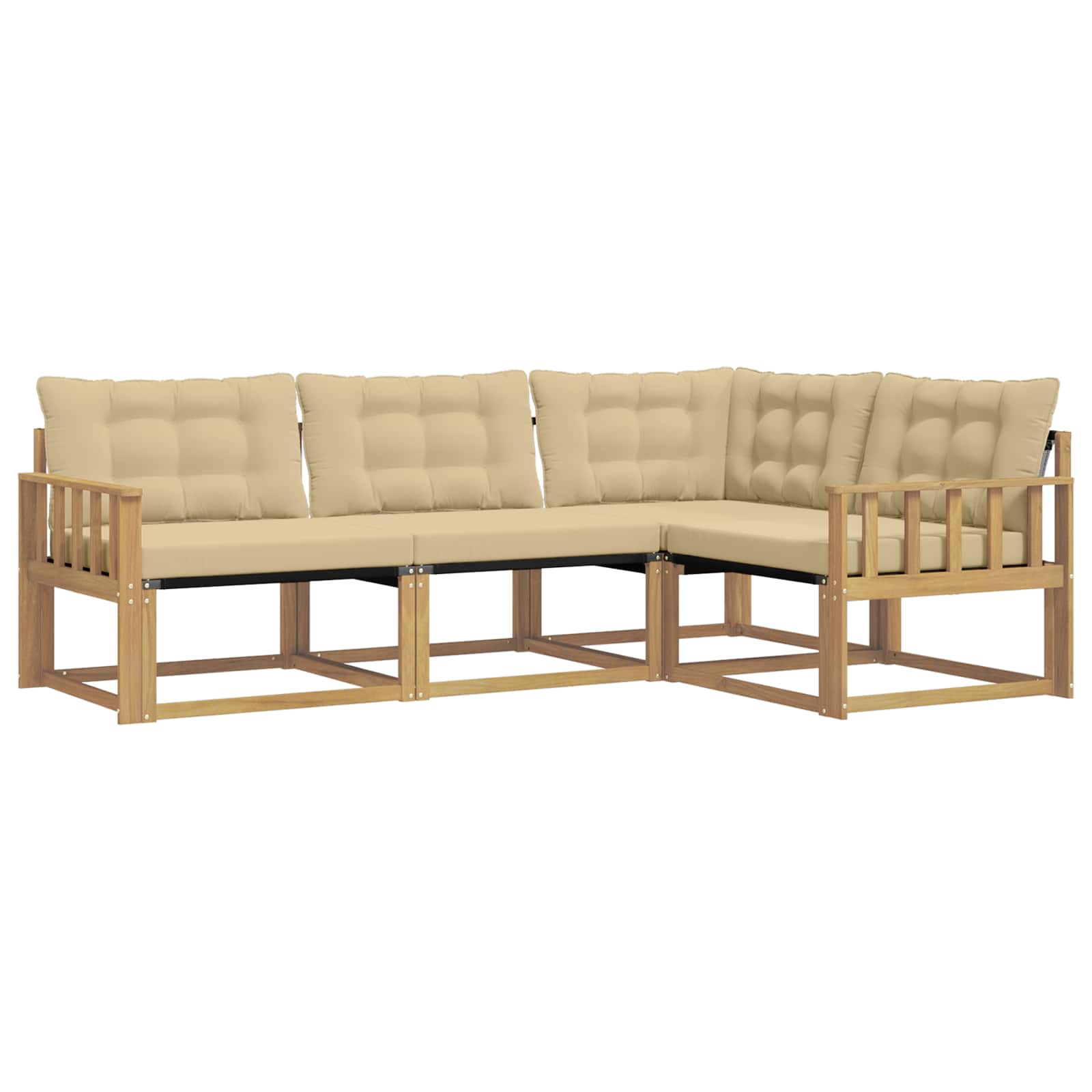 Set vanjskih sofa s jastukom 4 pcs Bijela i bež