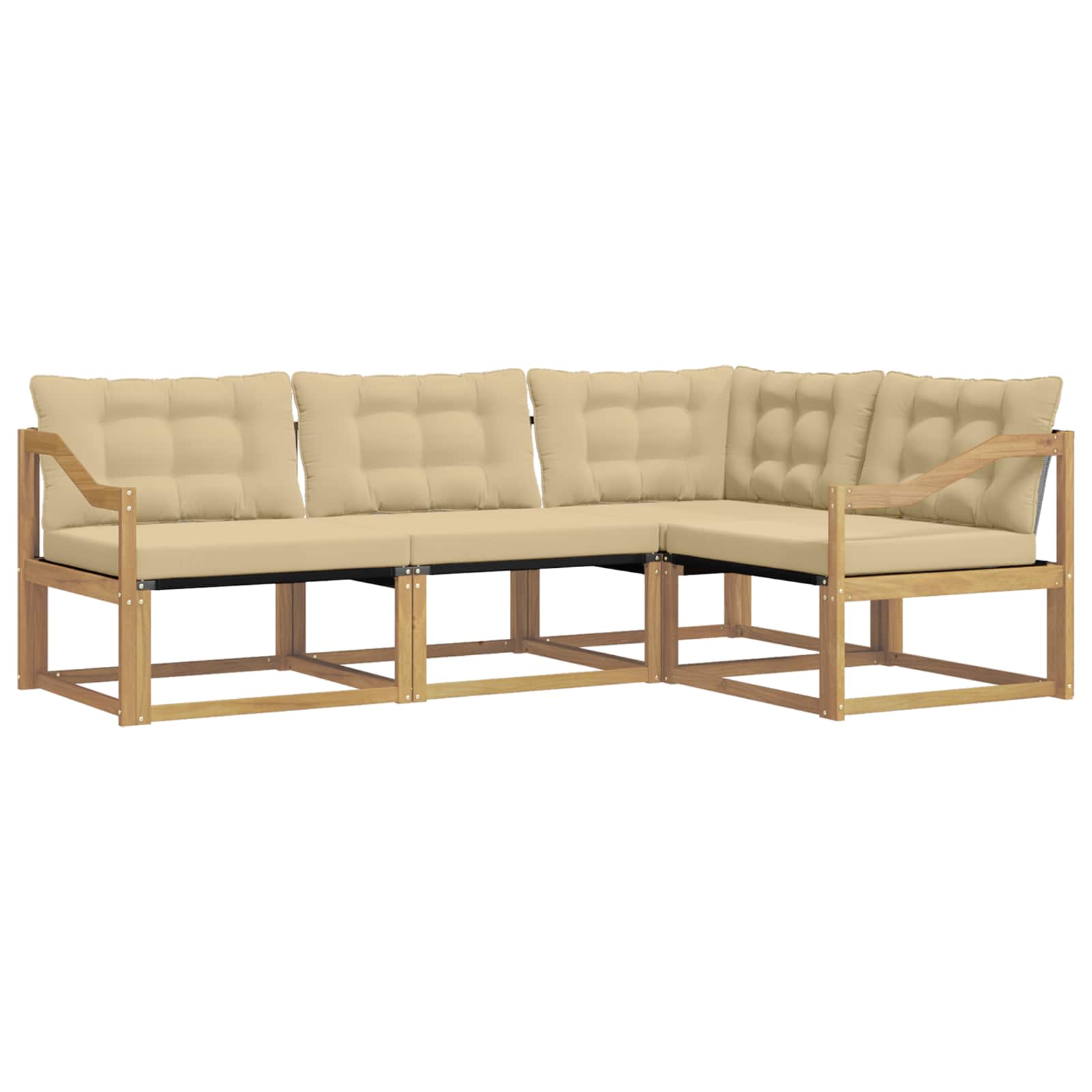 Set vanjskih sofa s jastukom 4 pcs Bijela i bež