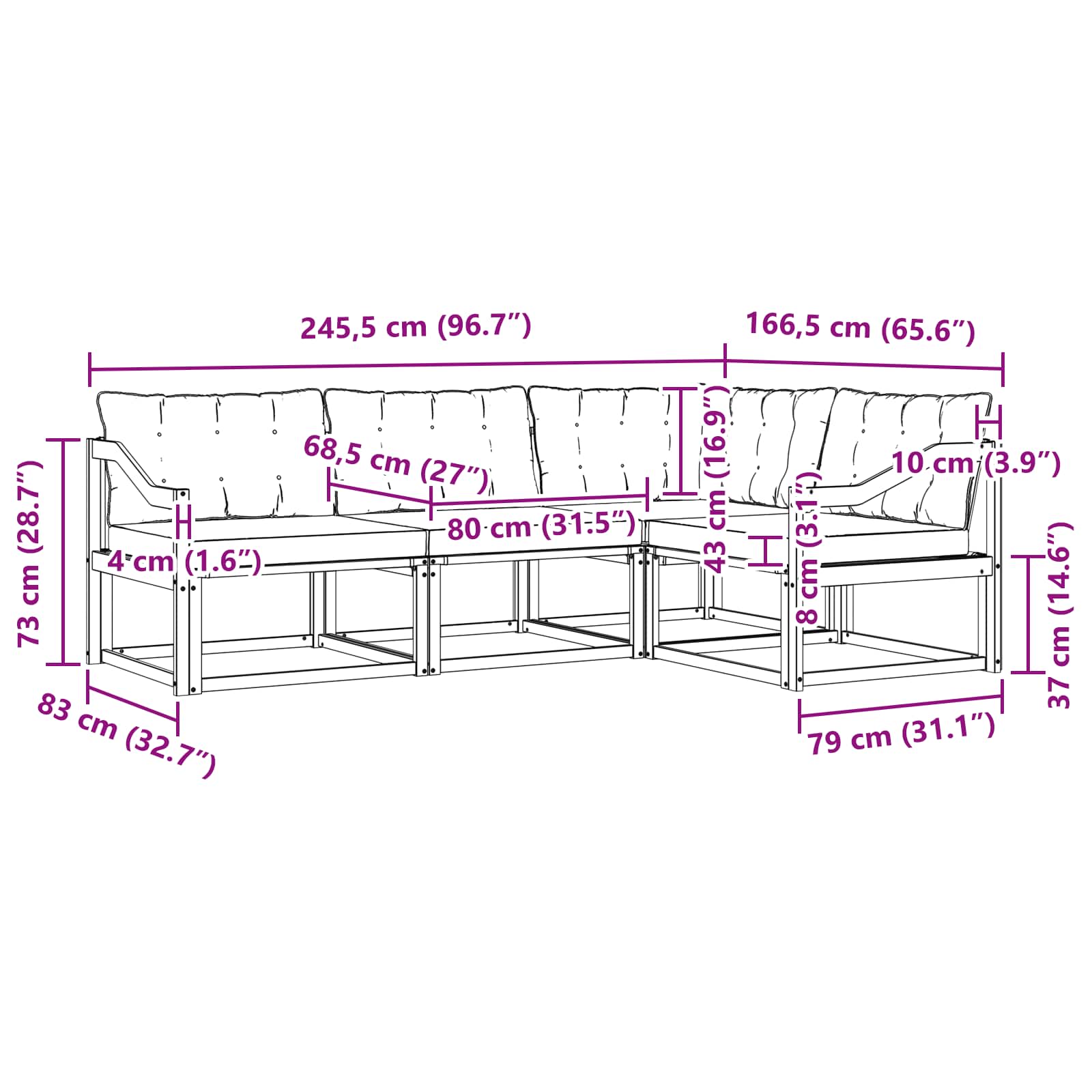 Set vanjskih sofa s jastukom 4 pcs Bijela i bež