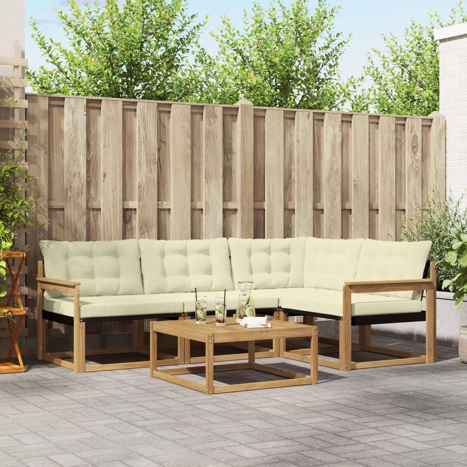 Set vanjskih sofa 5 pcs Bijela i krem 79 x 79 x 37 cm