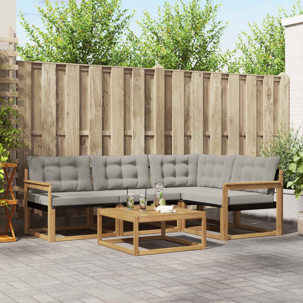Set vanjskih sofa 5 kom. Bijela i svjetlosiva