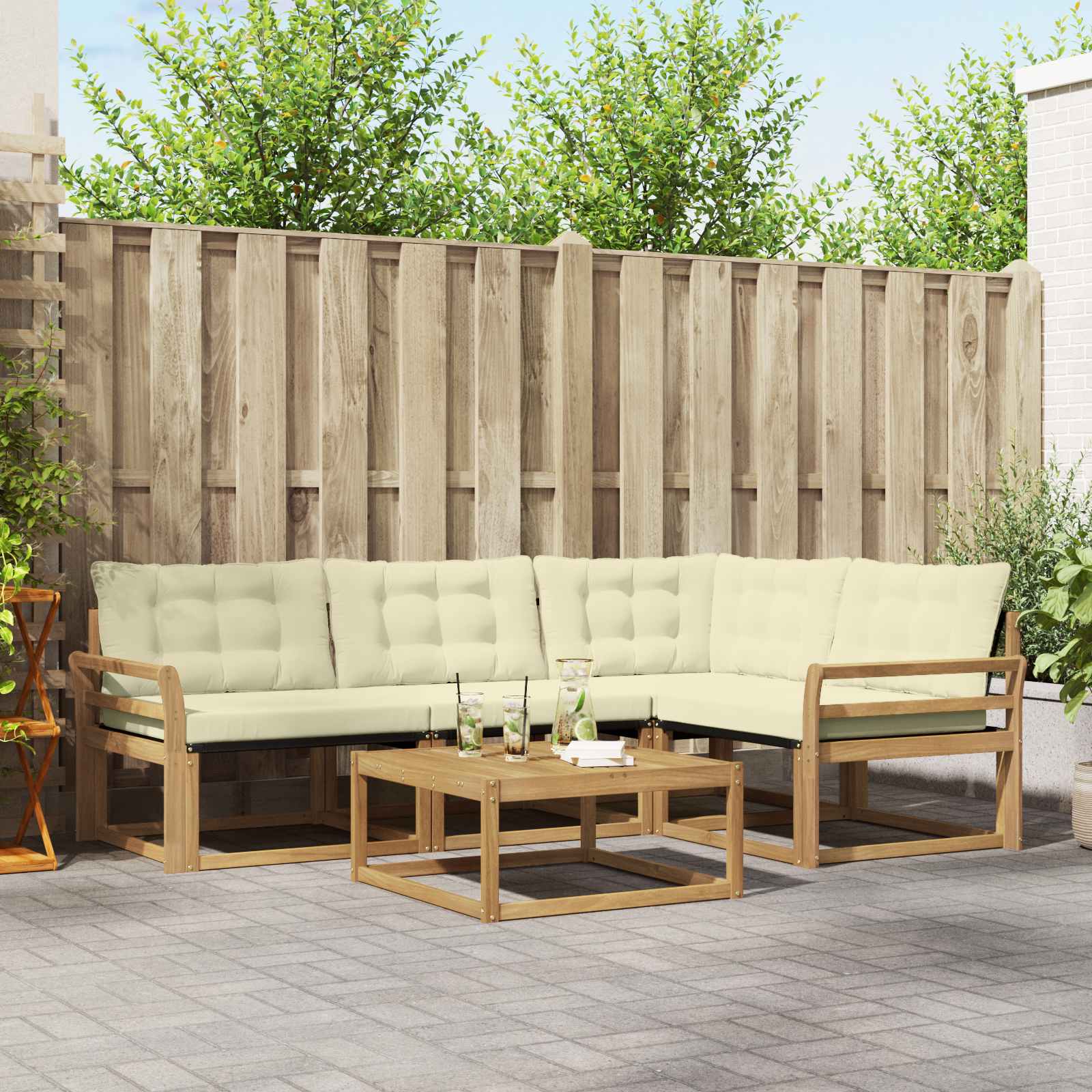 Set vanjskih sofa 5 pcs Bijela i krem 79 x 79 x 37 cm