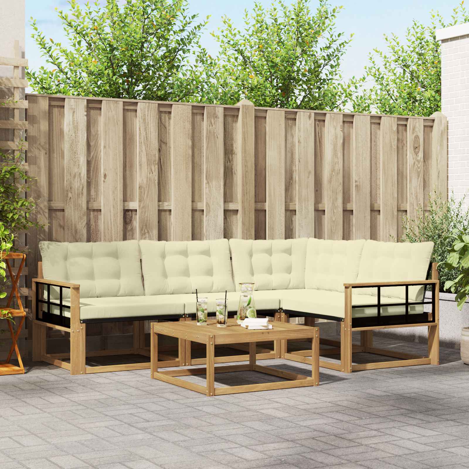 Set vanjskih sofa 5 pcs Bijela i krem 79 x 79 x 37 cm