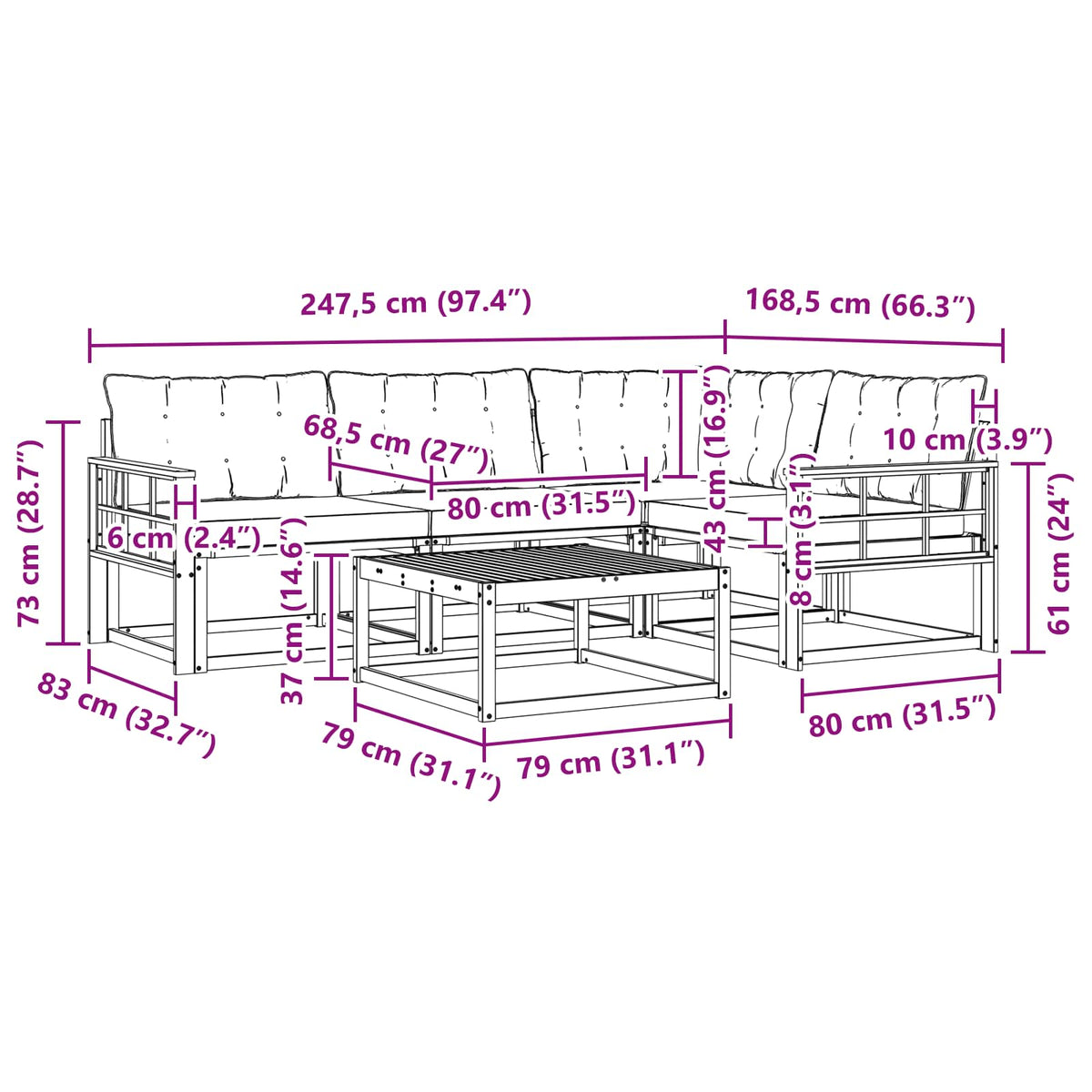 Set vanjskih sofa 5 kom. Bijela i bež