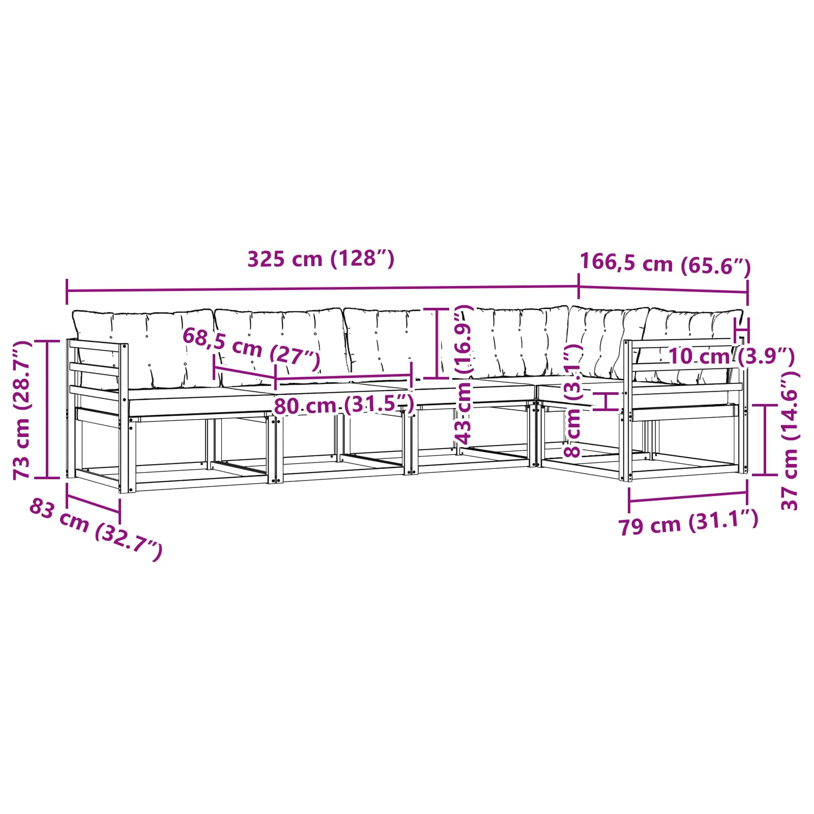 Set vanjskih sofa s jastukom 5 pcs Bijela i svjetlosiva