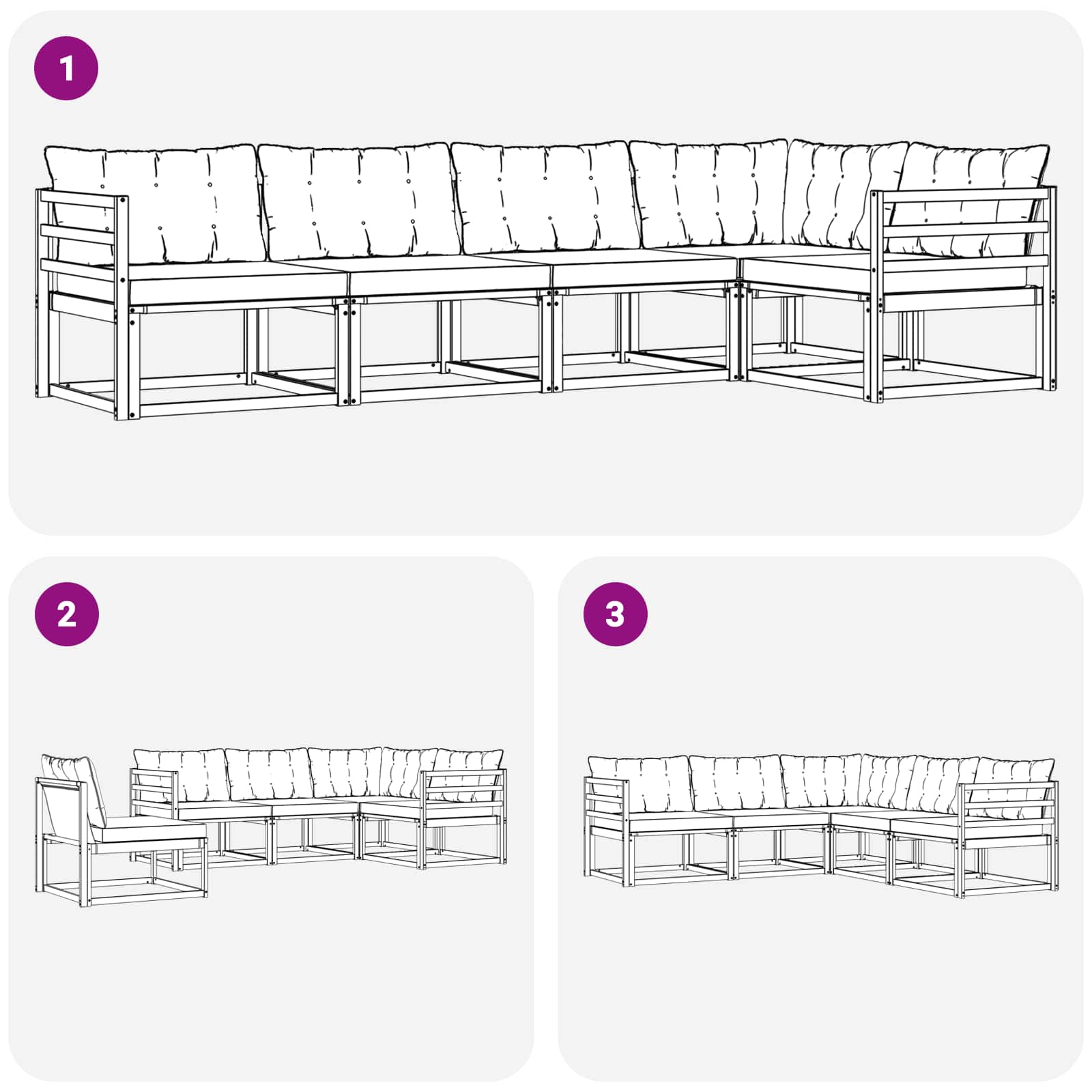 Set vanjskih sofa s jastukom 5 pcs Bijela i svjetlosiva
