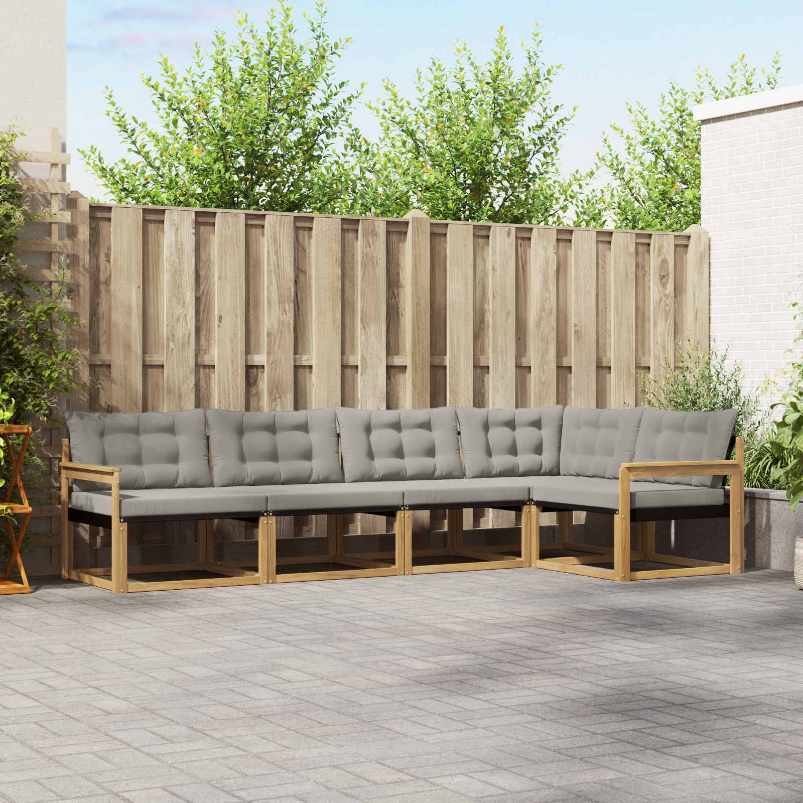 Set vanjskih sofa s jastukom 5 pcs Bijela i svjetlosiva