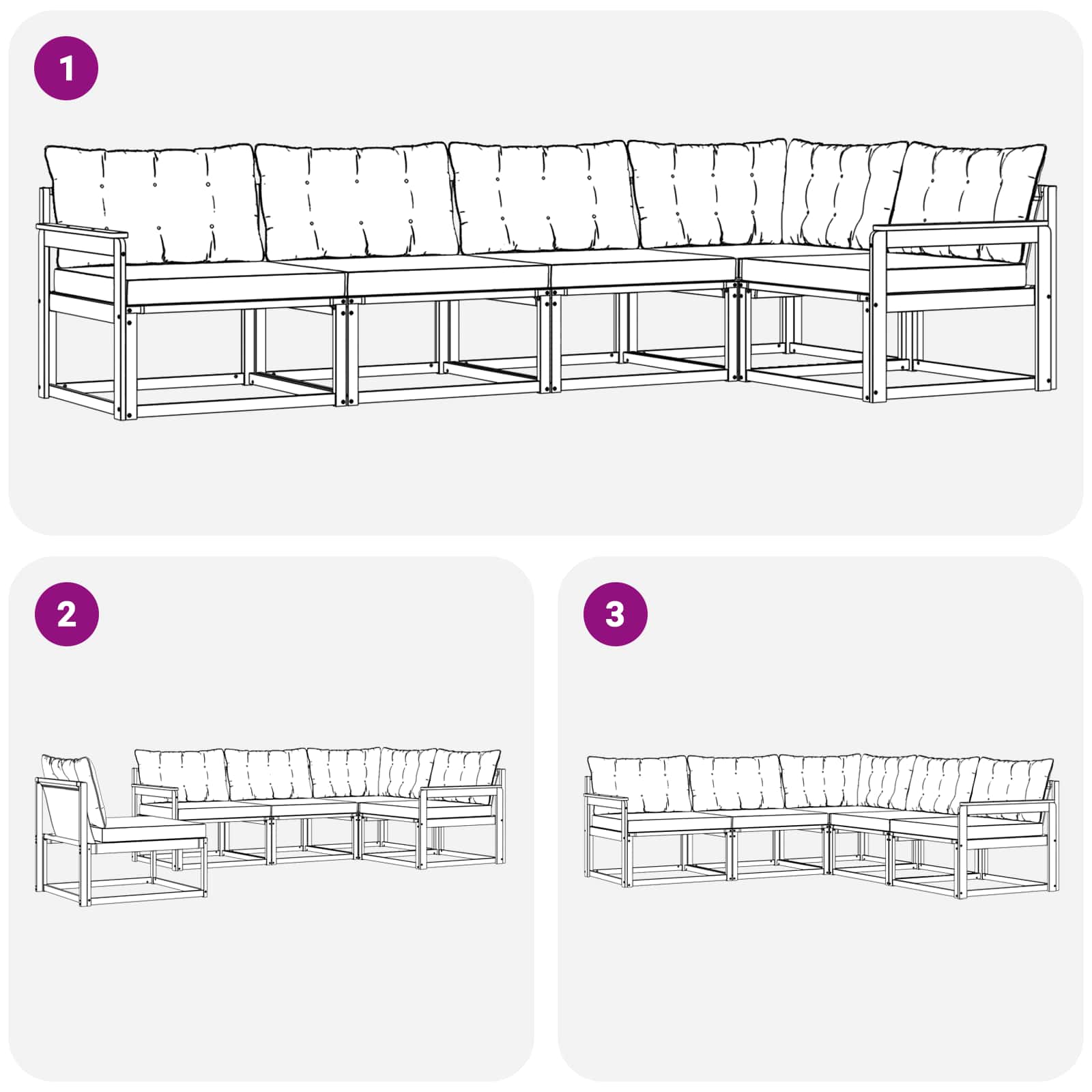 Set vanjskih sofa s jastukom 5 pcs Bijela i svjetlosiva