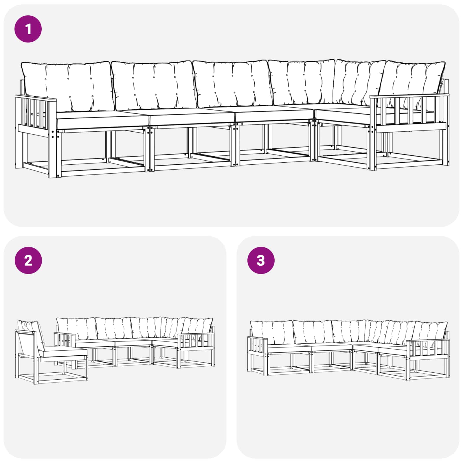 Set vanjskih sofa s jastukom 5 pcs Bijela i svjetlosiva