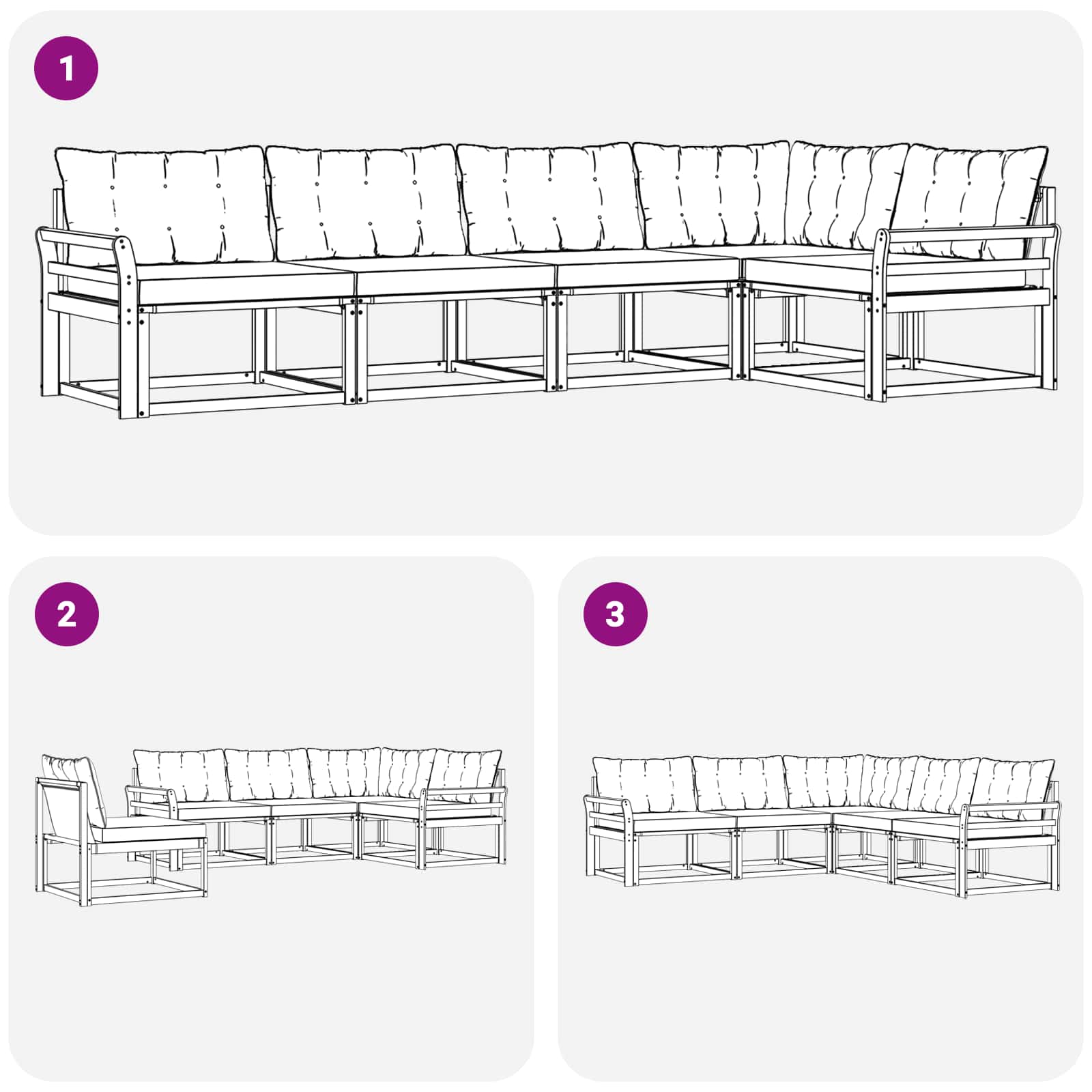 Set vanjskih sofa s jastukom 5 pcs Bijela i svjetlosiva