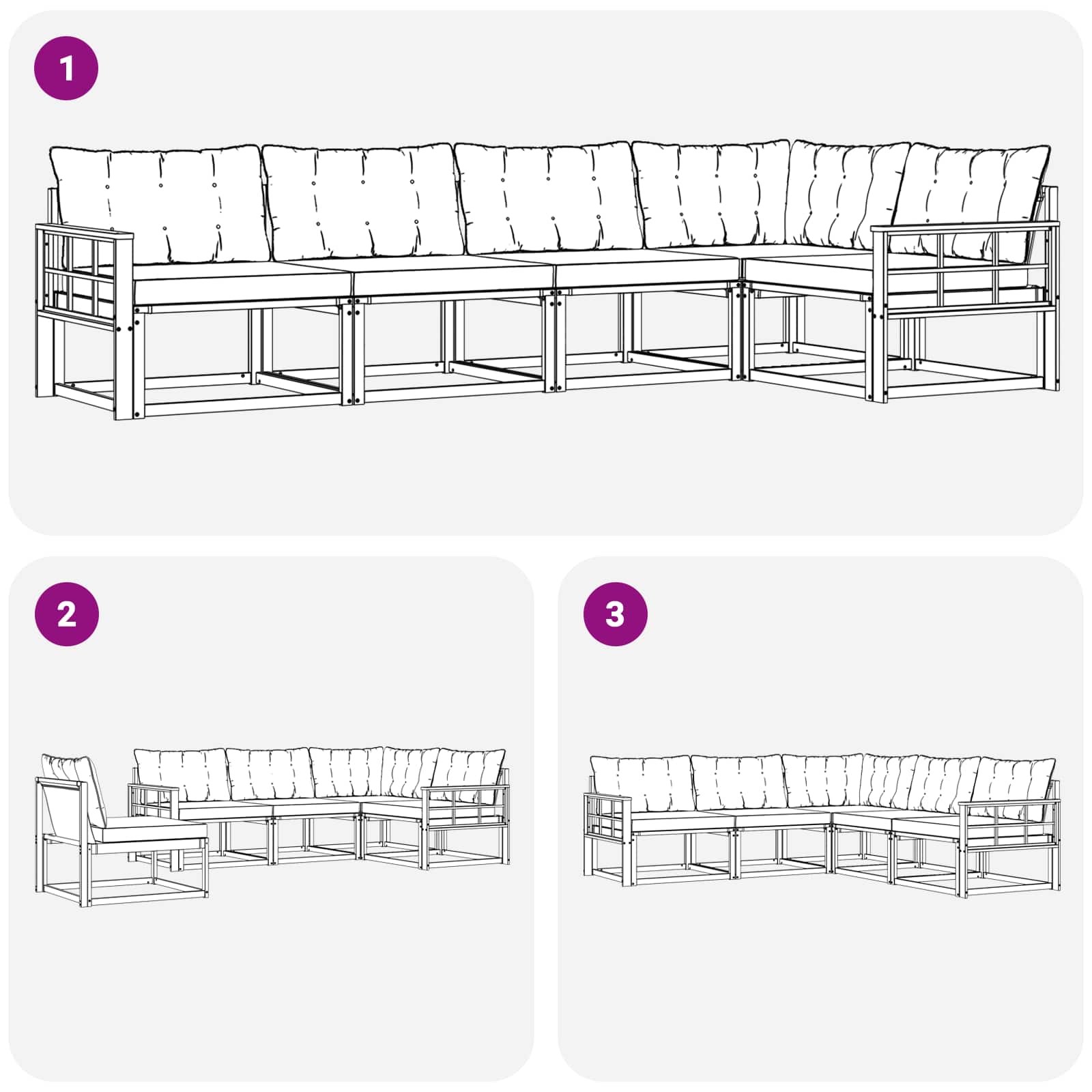 Set vanjskih sofa s jastukom 5 pcs Bijela i svjetlosiva
