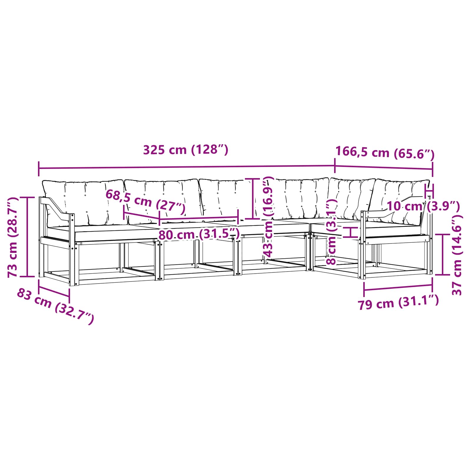 Set vanjskih sofa s jastukom 5 pcs Bijela i svjetlosiva