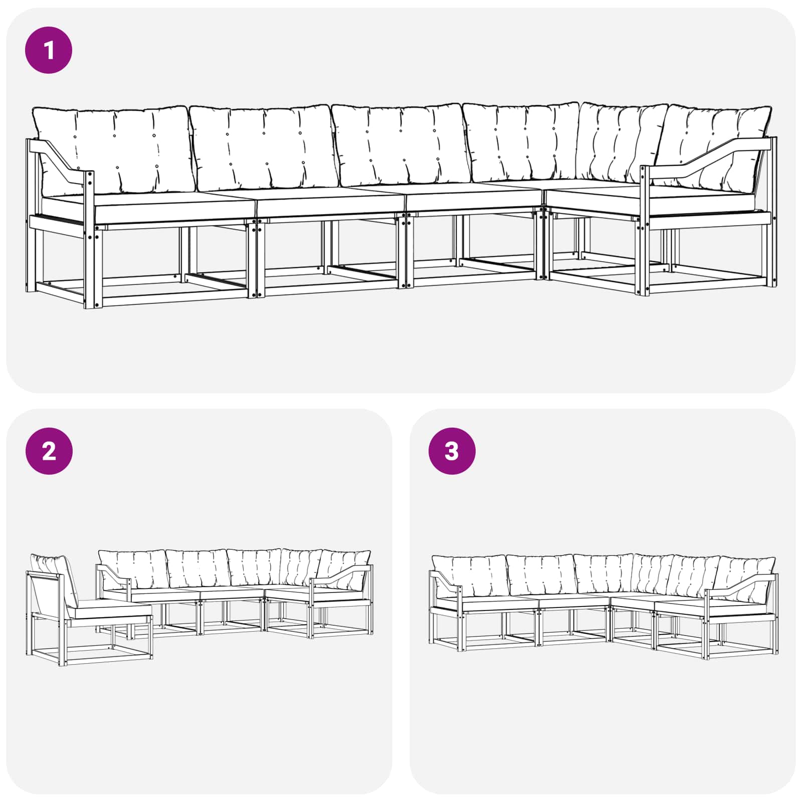 Set vanjskih sofa s jastukom 5 pcs Bijela i svjetlosiva