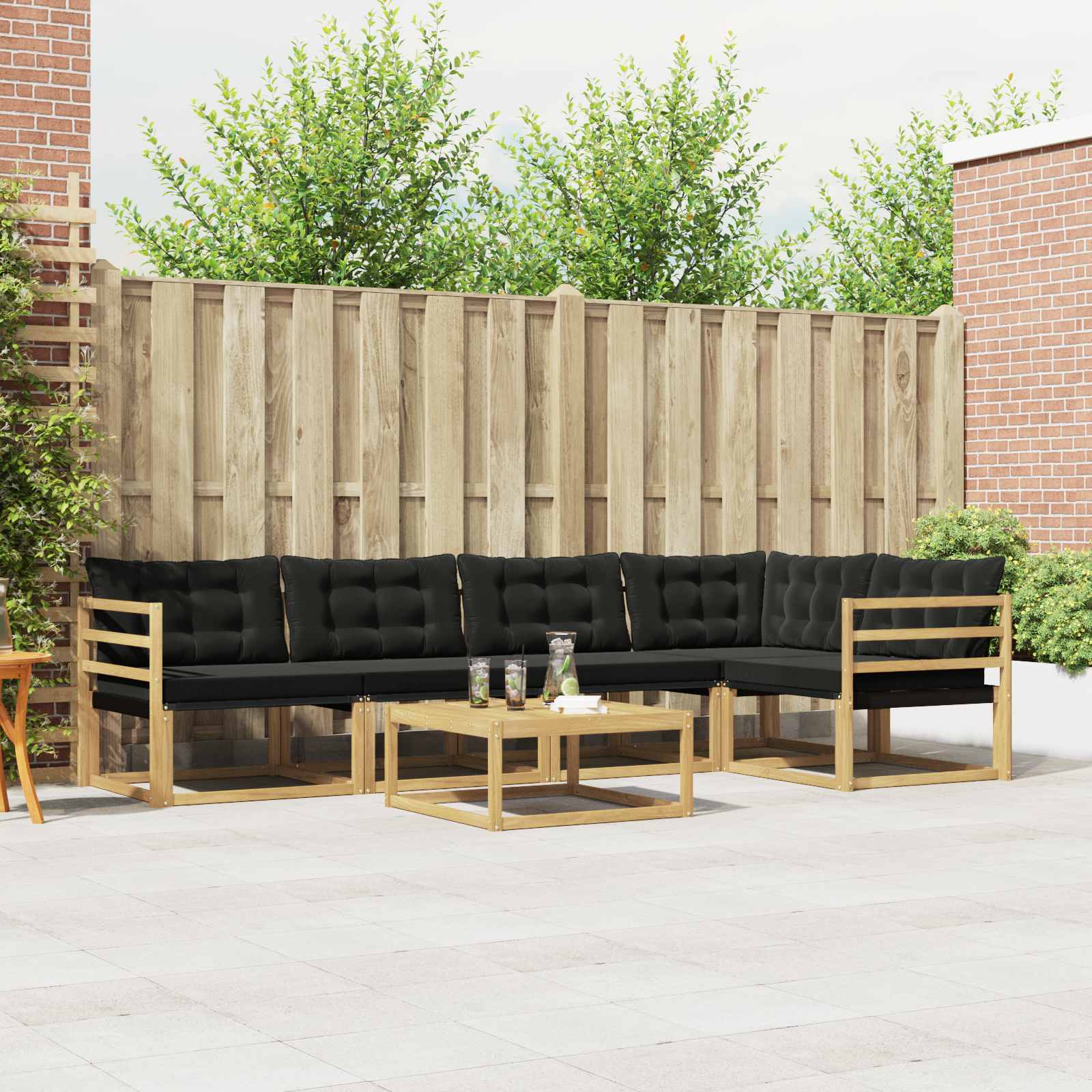 Set vanjskih sofa 6 pcs Bijela i crna 79 x 79 x 37 cm