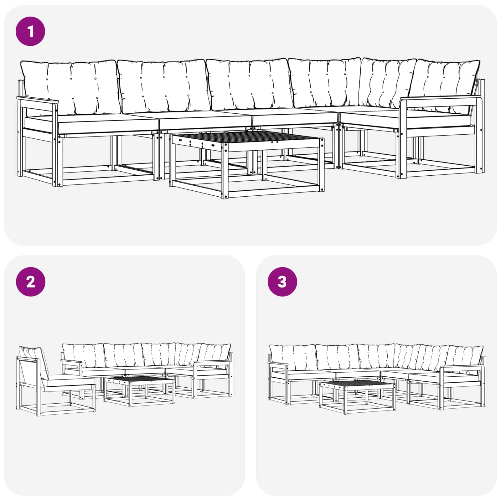 Set vanjskih sofa 6 pcs Bijela i crna 79 x 79 x 37 cm