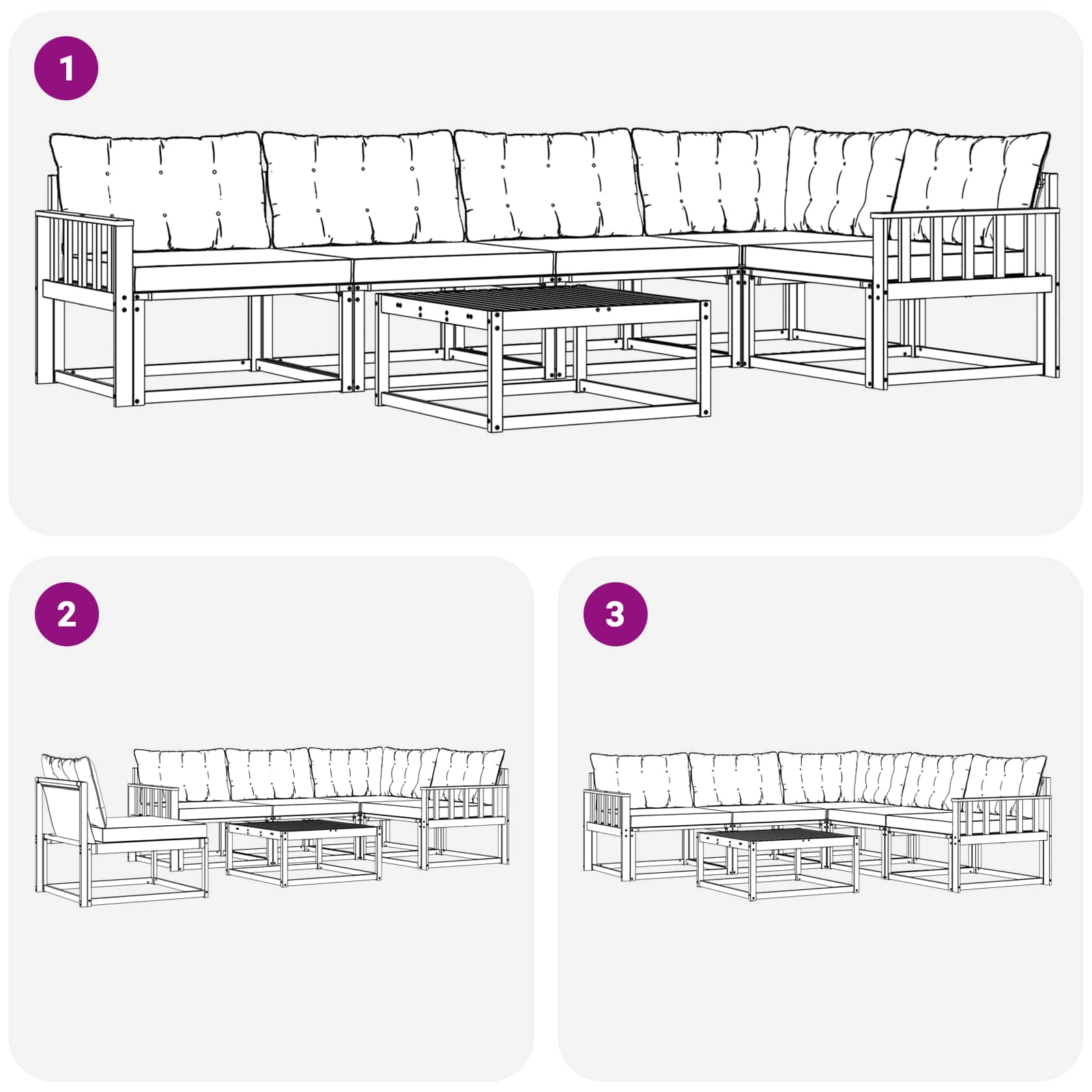 Set vanjskih sofa 6 pcs Bijela i crna 79 x 79 x 37 cm