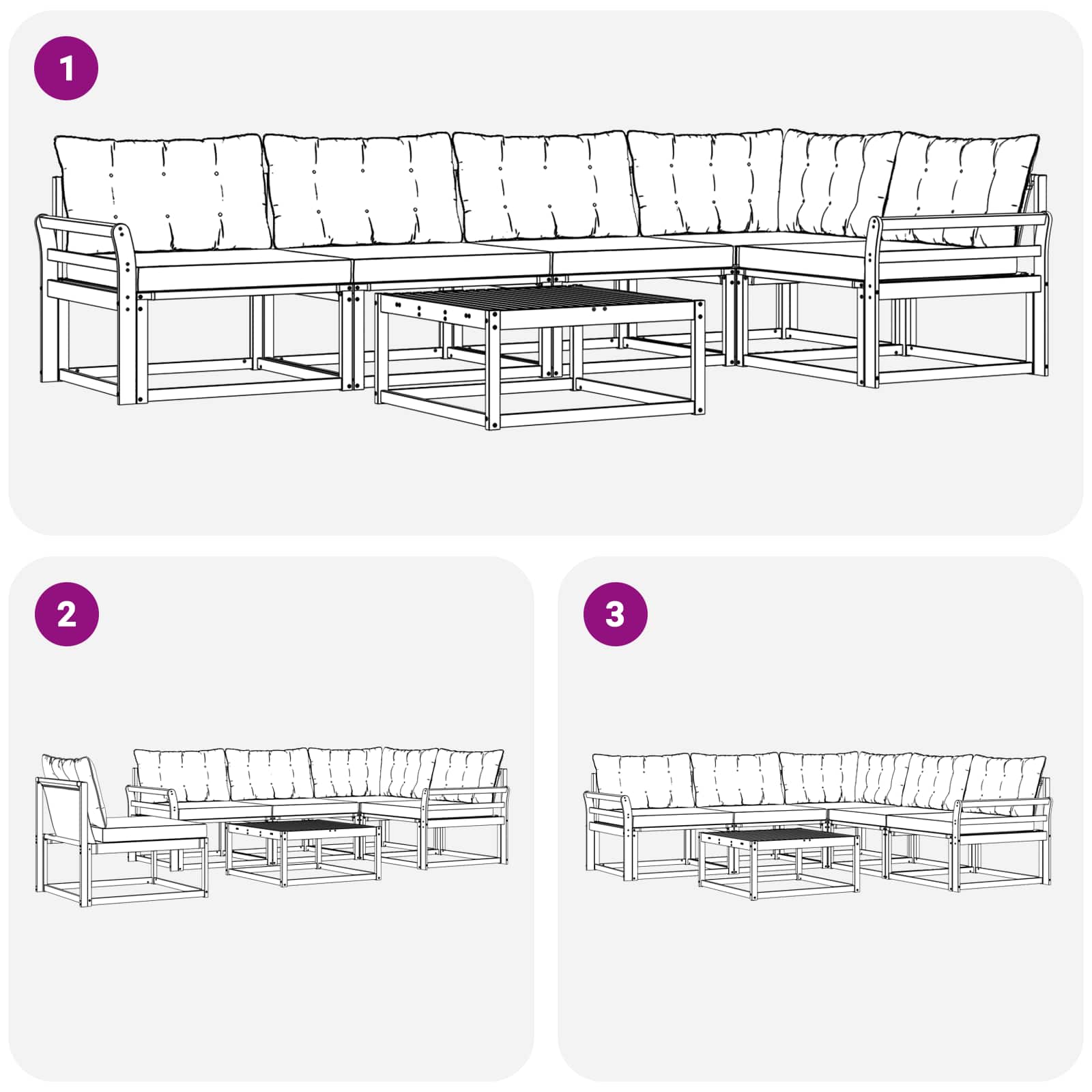 Set vanjskih sofa 6 pcs Bijela i crna 79 x 79 x 37 cm