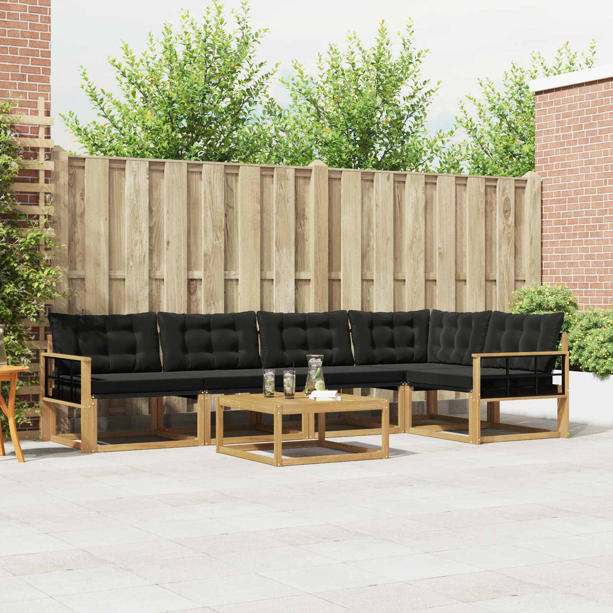 Set vanjskih sofa 6 kom. Bijela i crna