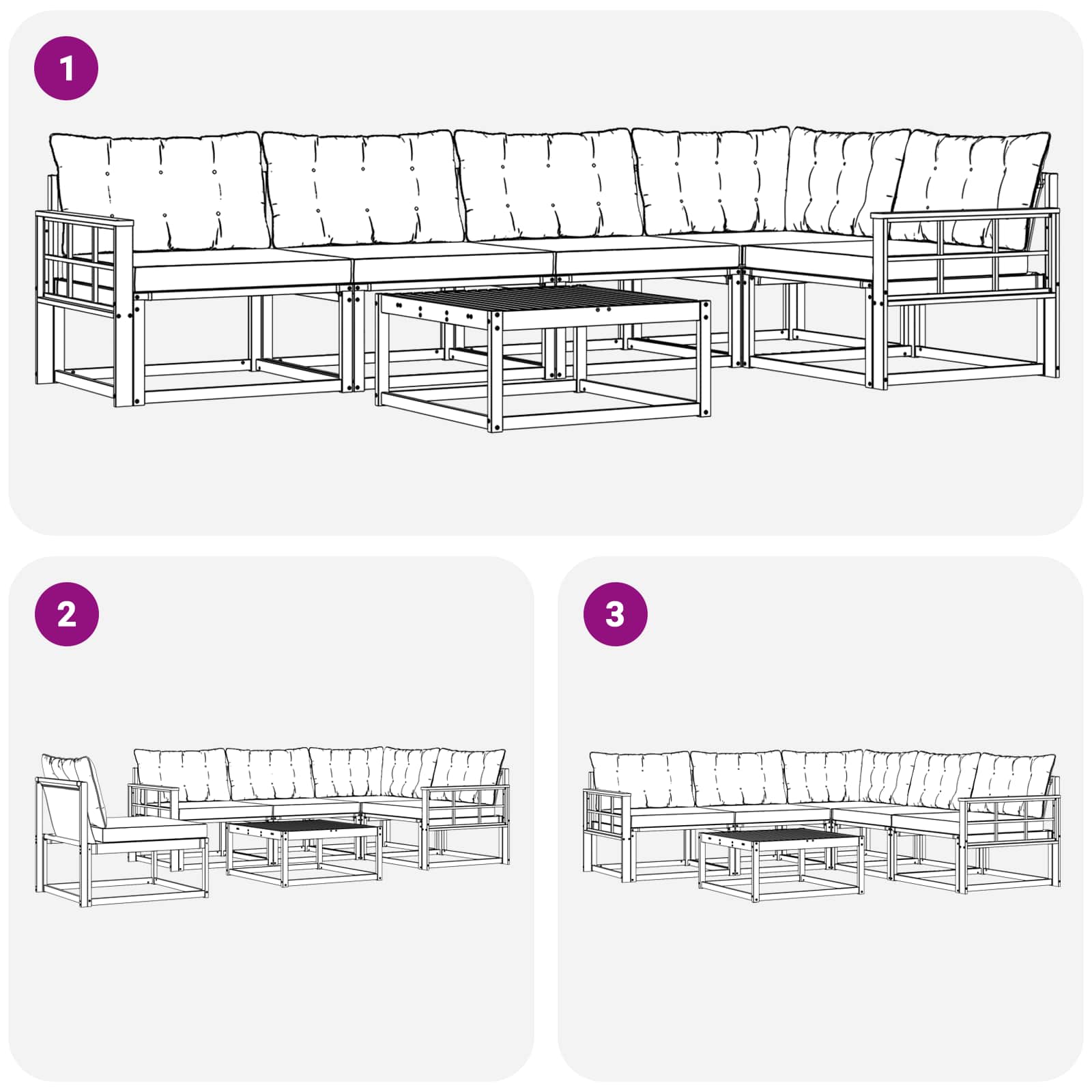 Set vanjskih sofa 6 pcs Bijela i crna 79 x 79 x 37 cm