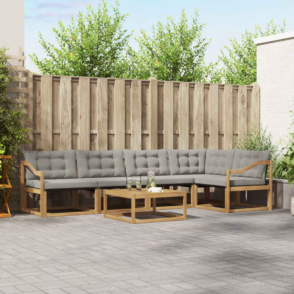 Set vanjskih sofa 6 kom. Bijela i svjetlosiva