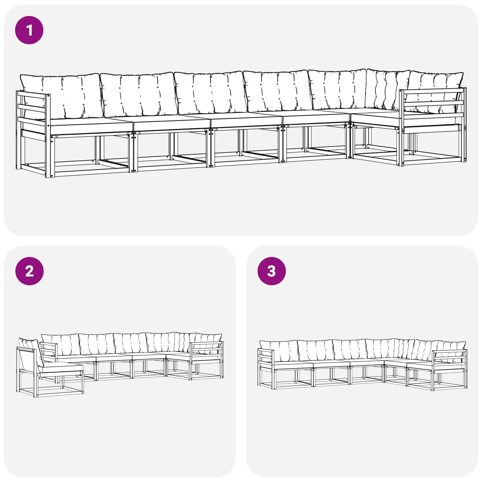 Set vanjskih sofa s jastukom 6 pcs Bijela i crna