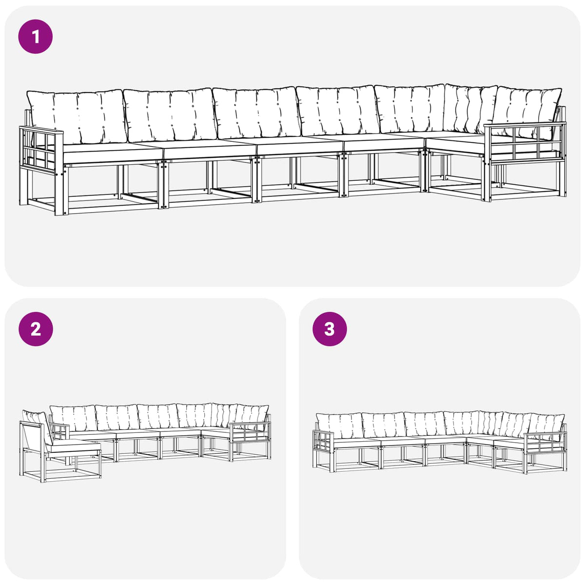 Set vanjskih sofa s jastukom 6 pcs Bijela i crna