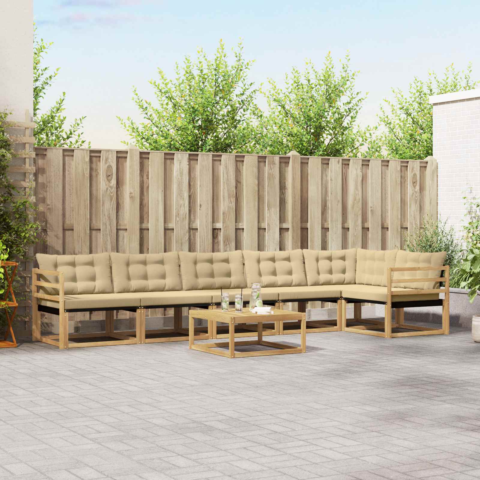 Set vanjskih sofa 7 pcs Bijela i bež 79 x 79 x 37 cm