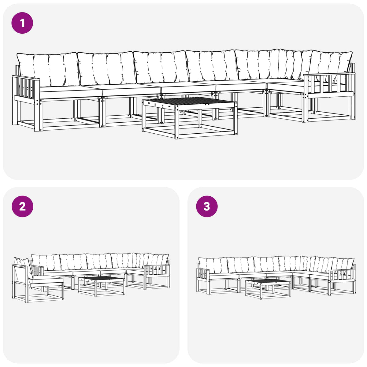 Set vanjskih sofa 7 kom. Bijela i crna