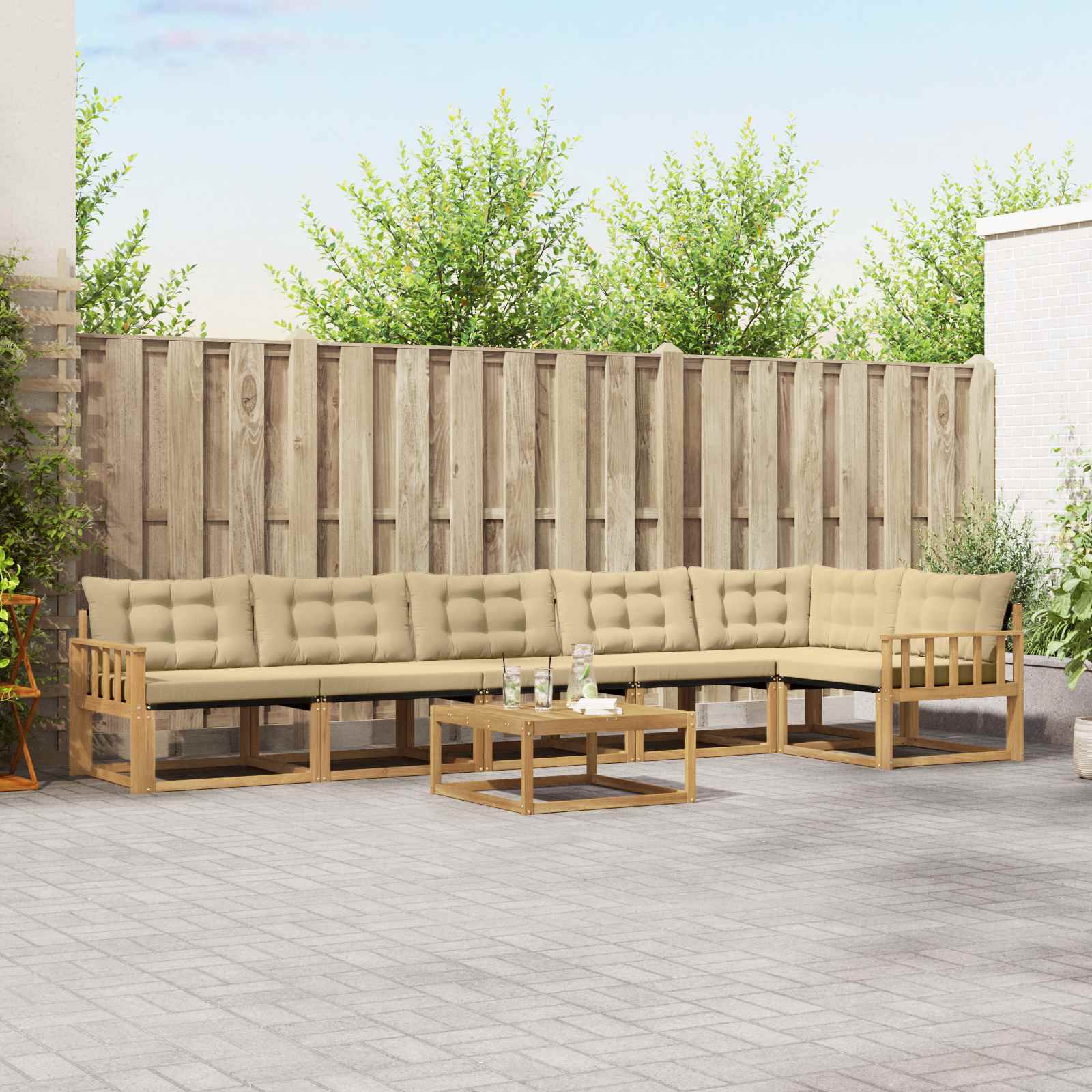Set vanjskih sofa 7 pcs Bijela i bež 79 x 79 x 37 cm