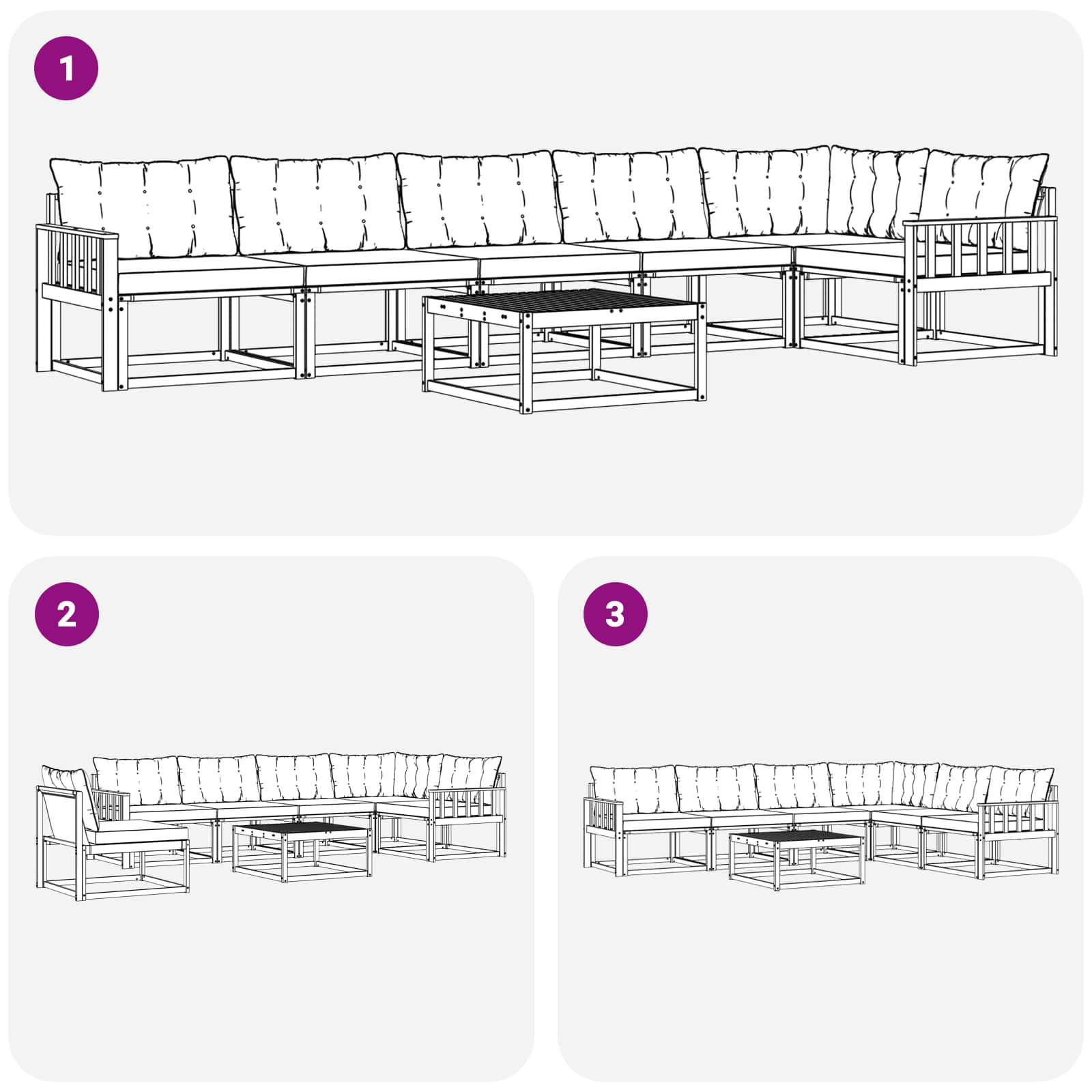 Set vanjskih sofa 7 pcs Bijela i bež 79 x 79 x 37 cm