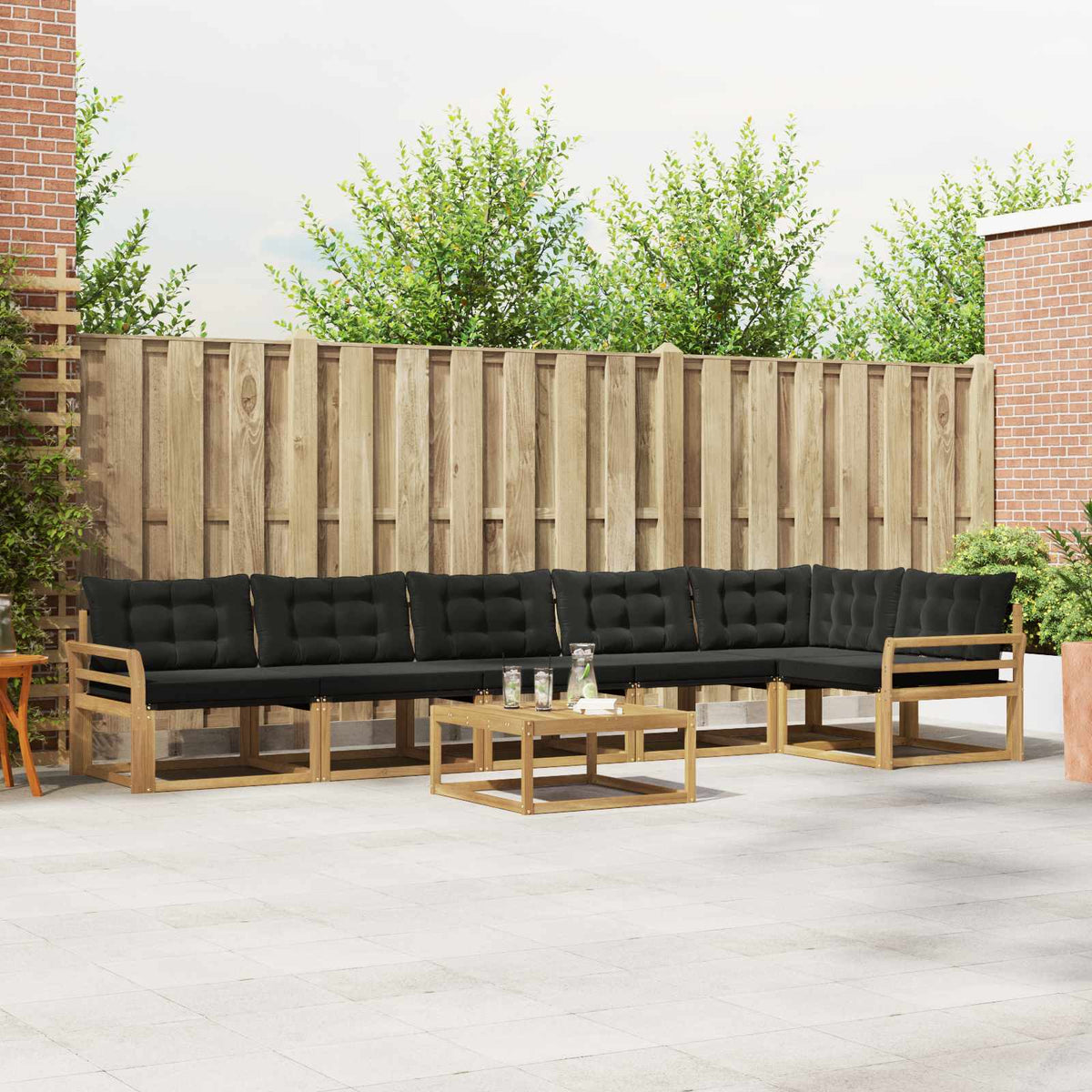 Set vanjskih sofa 7 kom. Bijela i crna