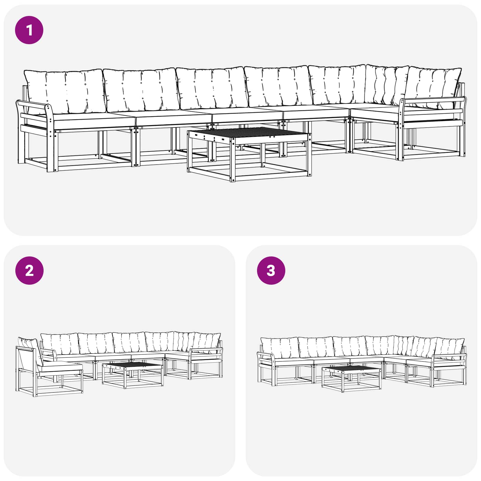 Set vanjskih sofa 7 pcs Bijela i bež 79 x 79 x 37 cm