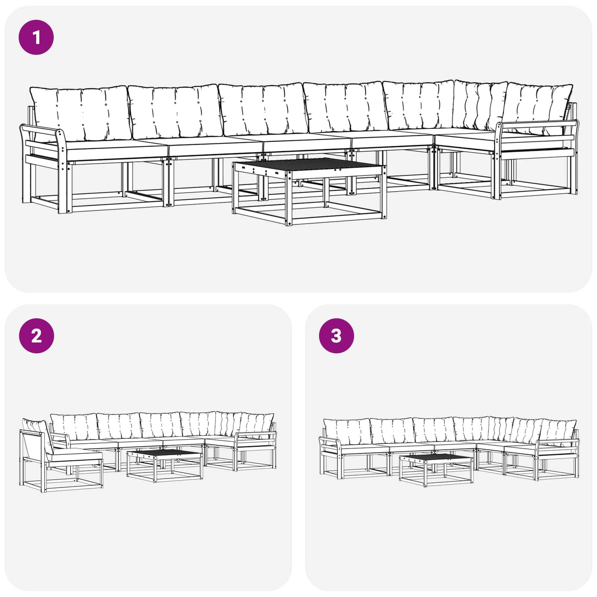 Set vanjskih sofa 7 kom. Bijela i svjetlosiva