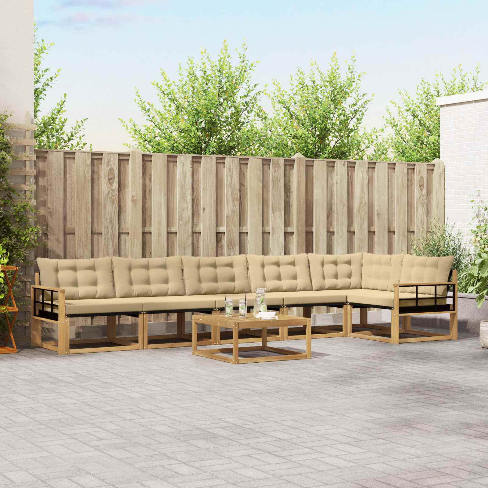 Set vanjskih sofa 7 pcs Bijela i bež 79 x 79 x 37 cm