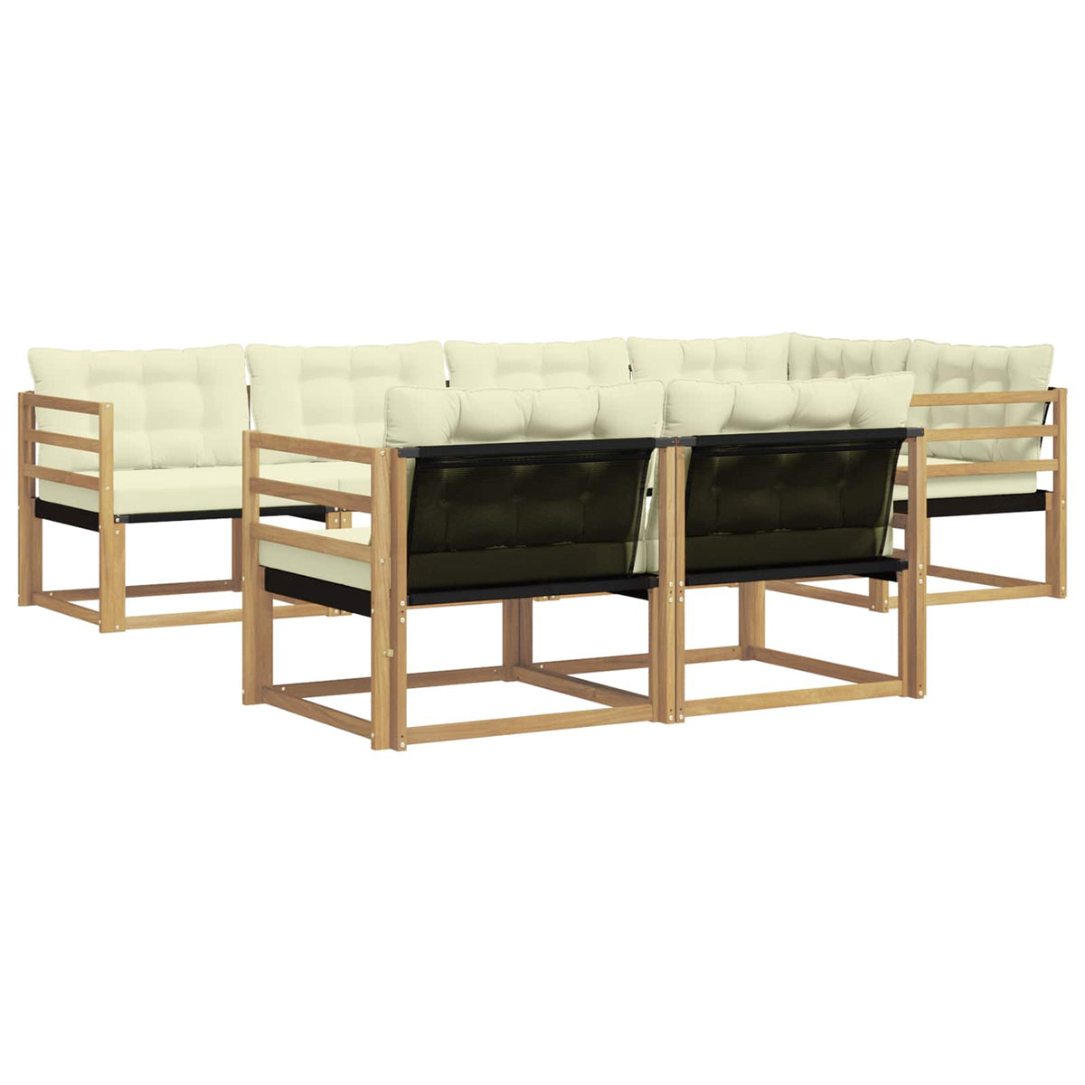 Set vanjskih sofa 7 kom. Bijela i krem Smeđa 325 x 166,5 x 73 cm