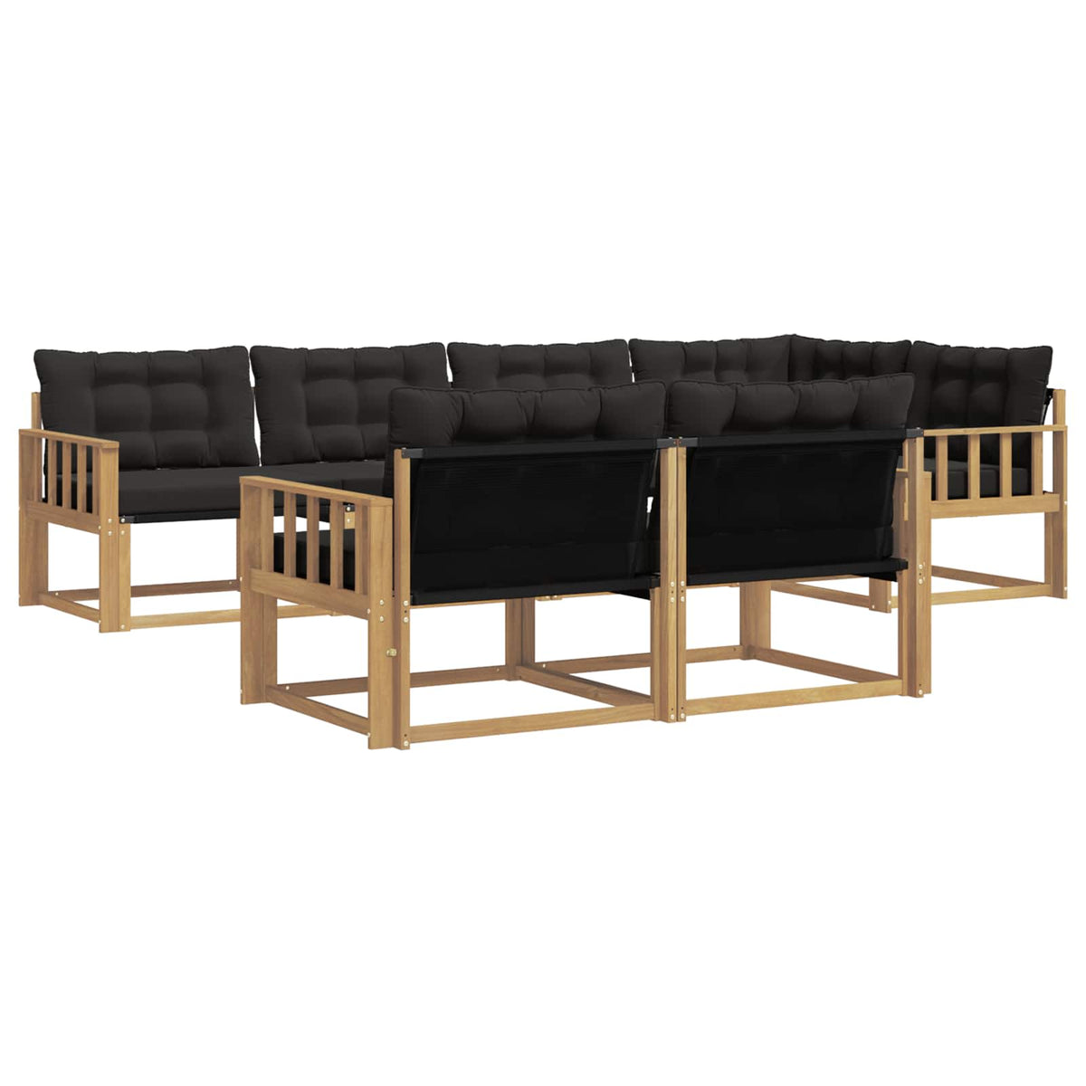 Set vanjskih sofa s jastukom 7 pcs Bijela i crna