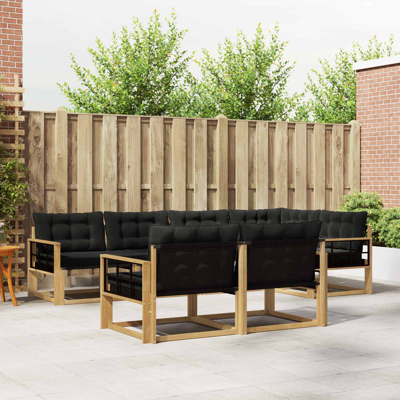 Set vanjskih sofa s jastukom 7 pcs Bijela i crna