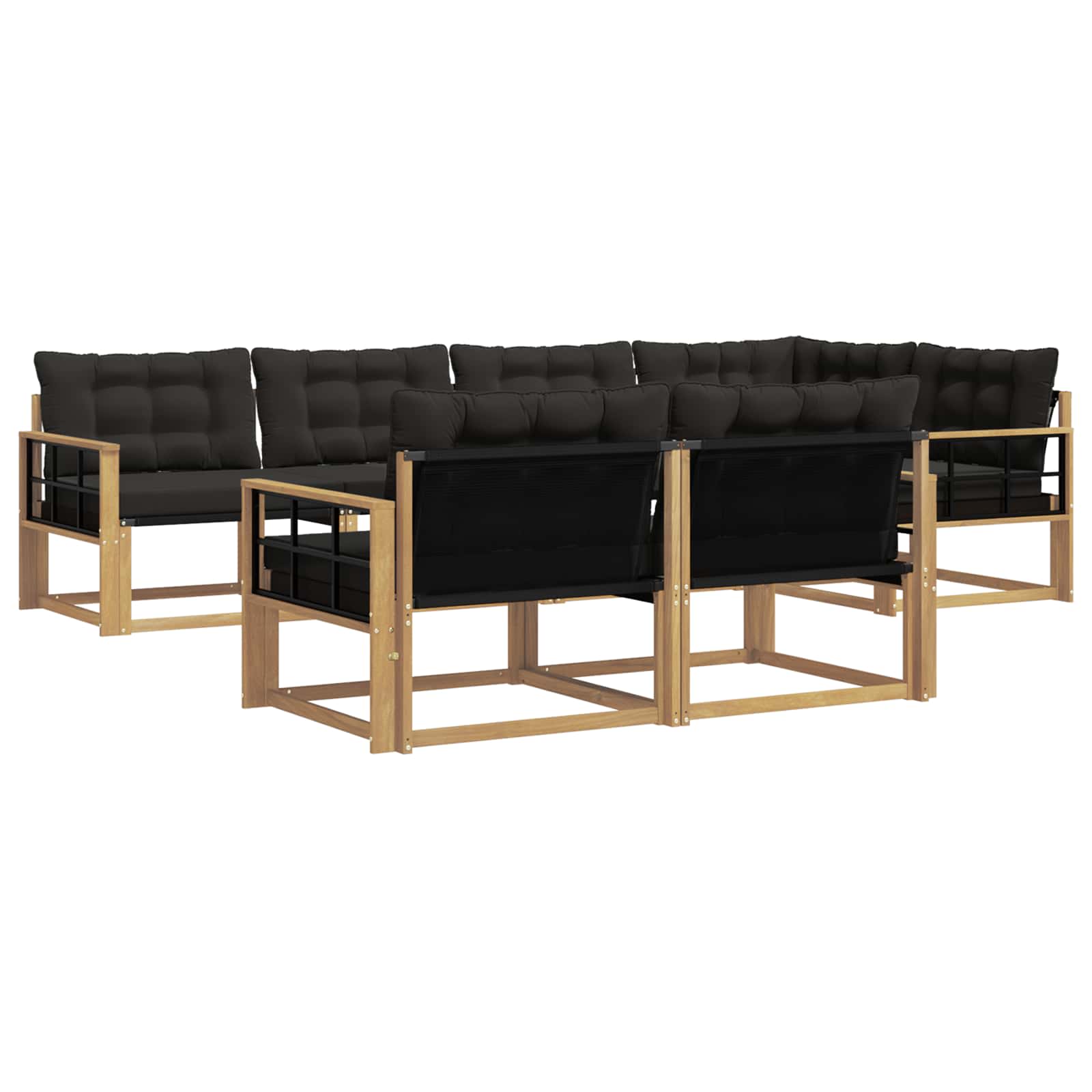 Set vanjskih sofa s jastukom 7 pcs Bijela i crna