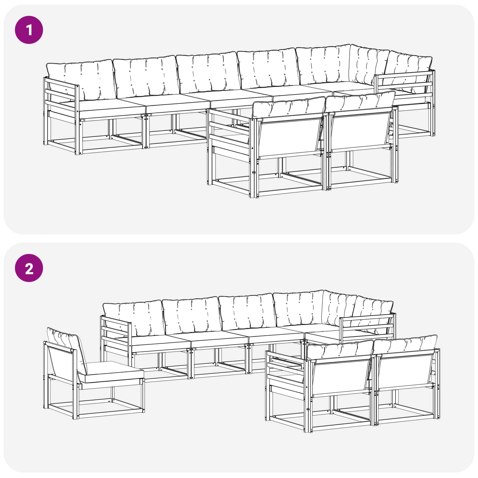 Set vanjskih sofa s jastukom 8 pcs Bijela i crna