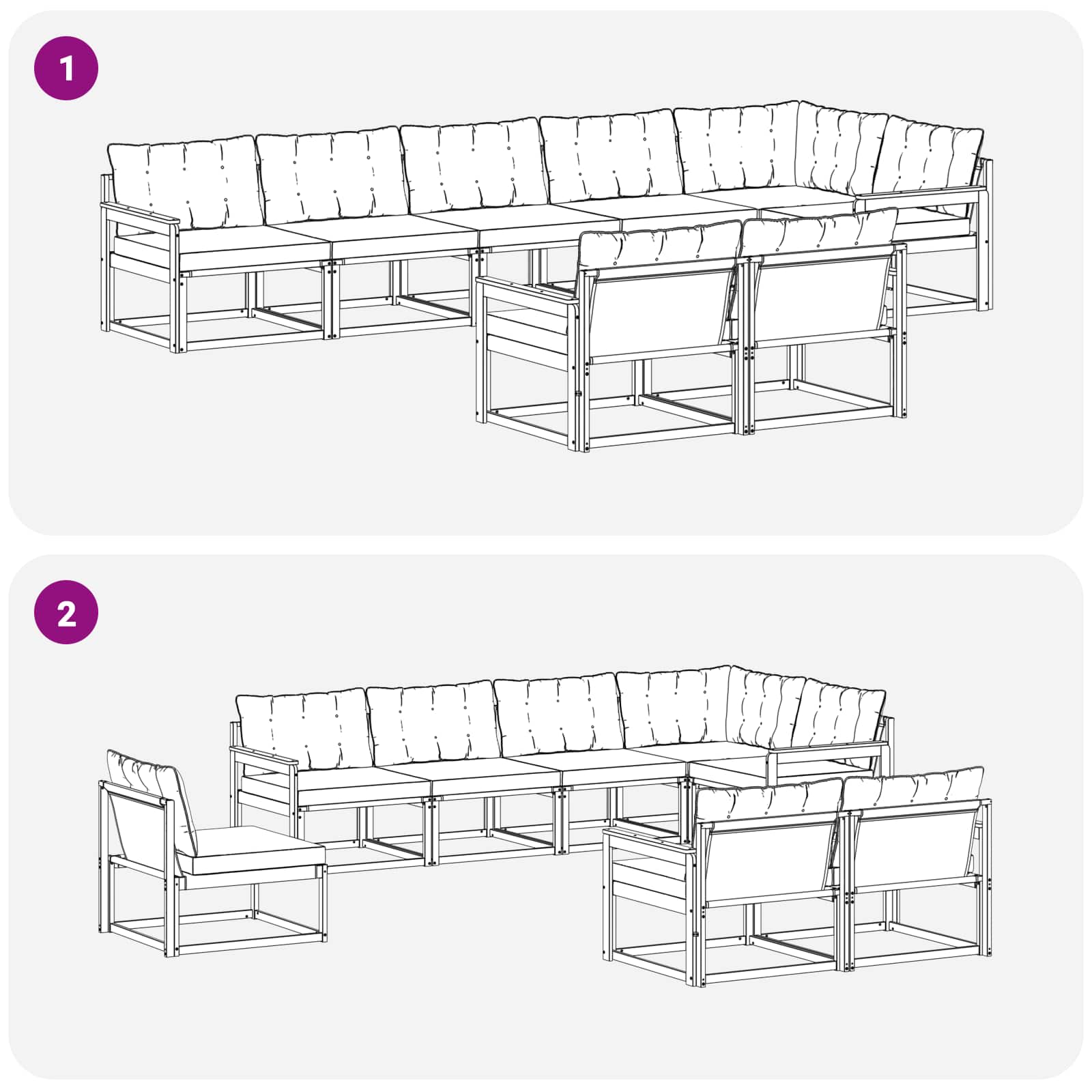 Set vanjskih sofa s jastukom 8 pcs Bijela i crna