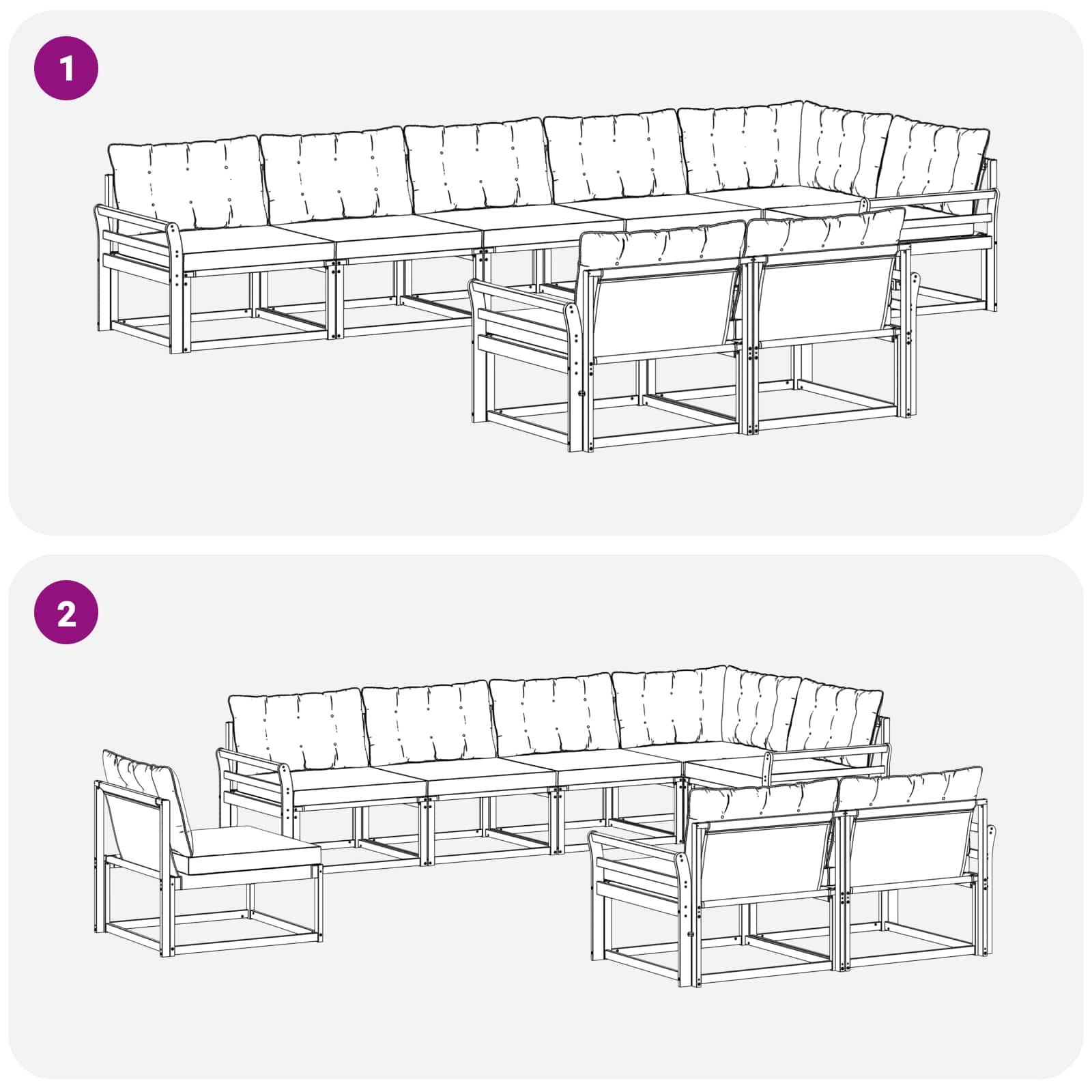 Set vanjskih sofa s jastukom 8 pcs Bijela i svjetlosiva