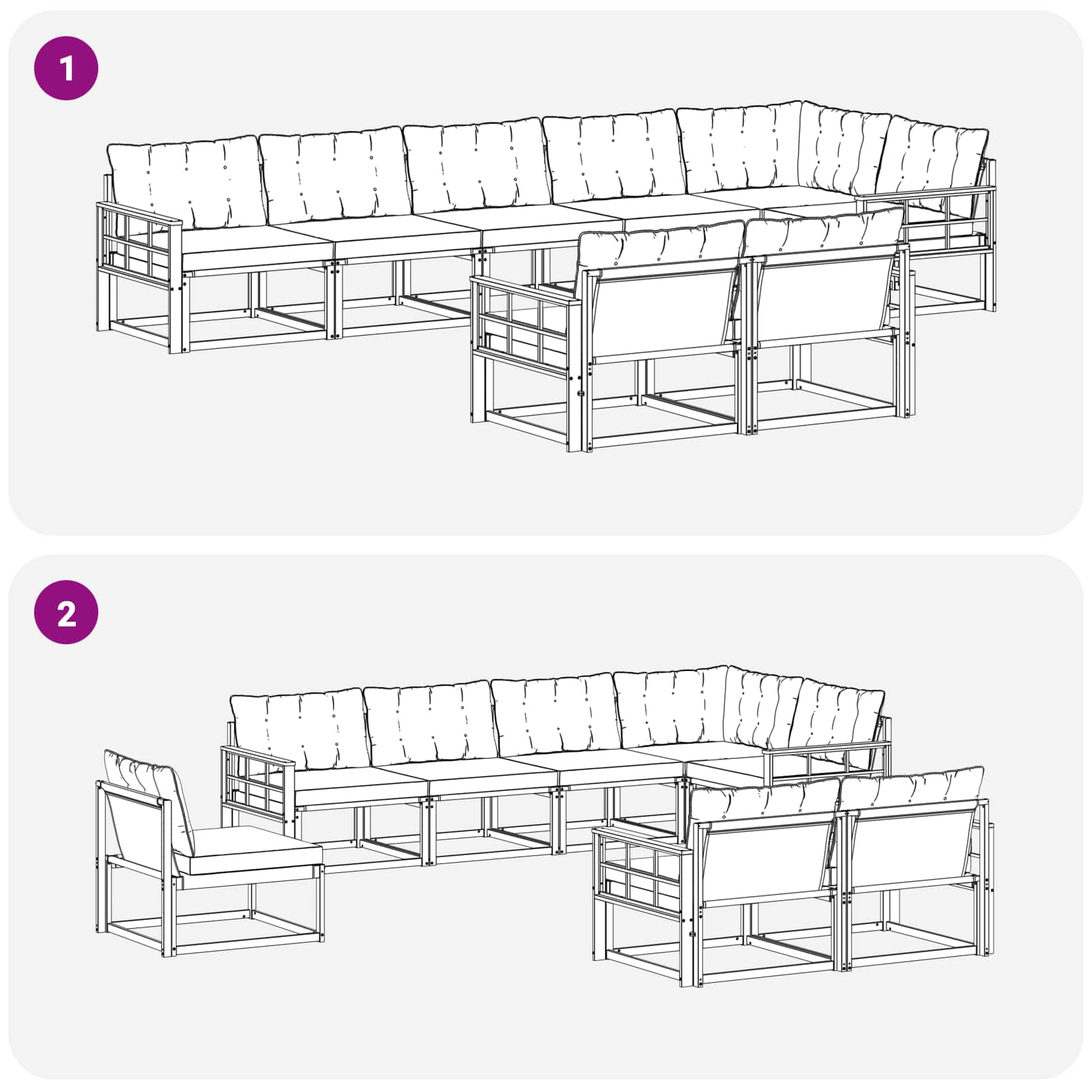 Set vanjskih sofa s jastukom 8 pcs Bijela i crna