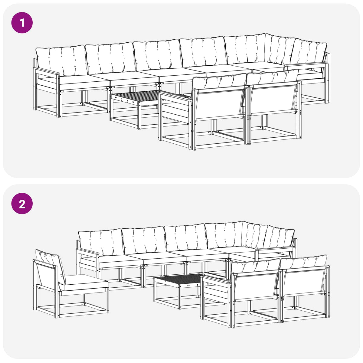 Set vanjskih sofa 9 kom. Bijela i svjetlosiva