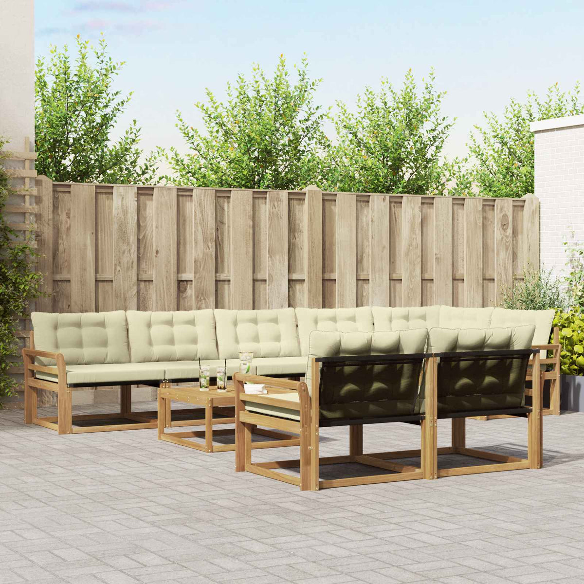 Set vanjskih sofa 9 kom. Bijela i krem