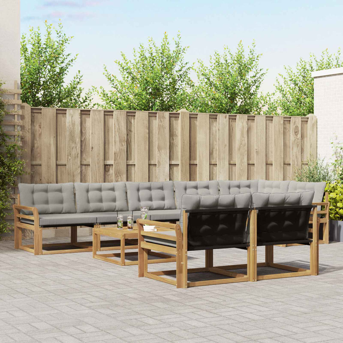 Set vanjskih sofa 9 kom. Bijela i svjetlosiva