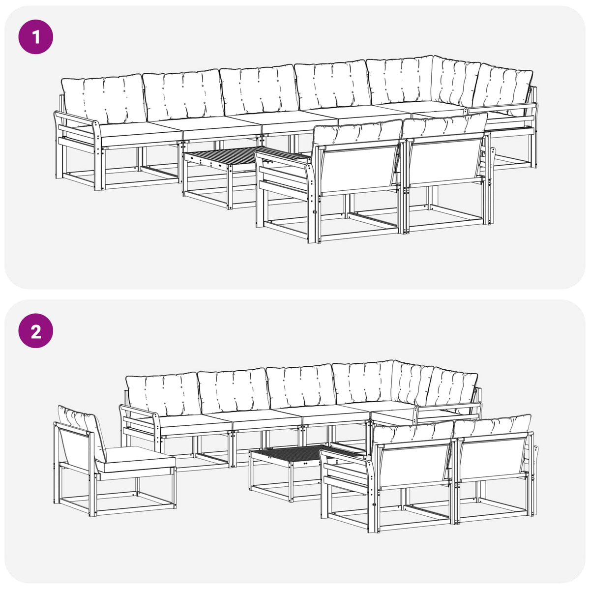 Set vanjskih sofa 9 kom. Bijela i svjetlosiva